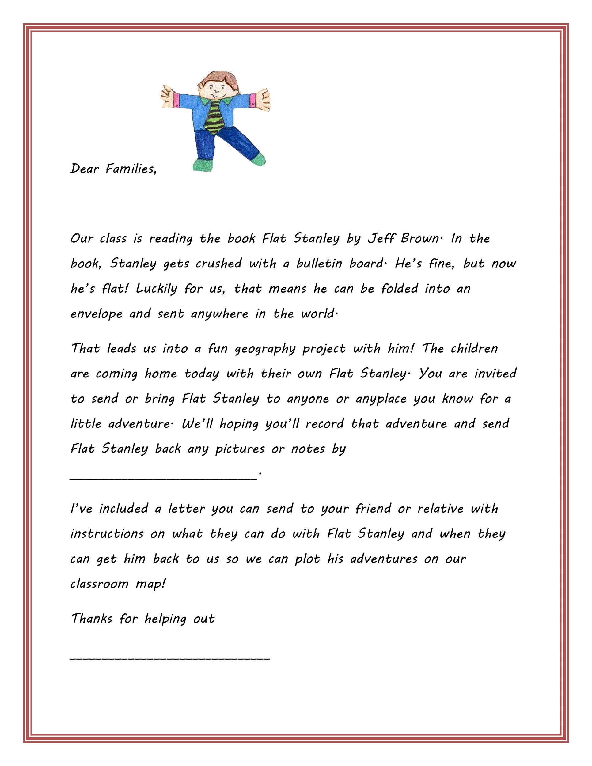 37 Flat Stanley Templates Letter Examples Template Lab