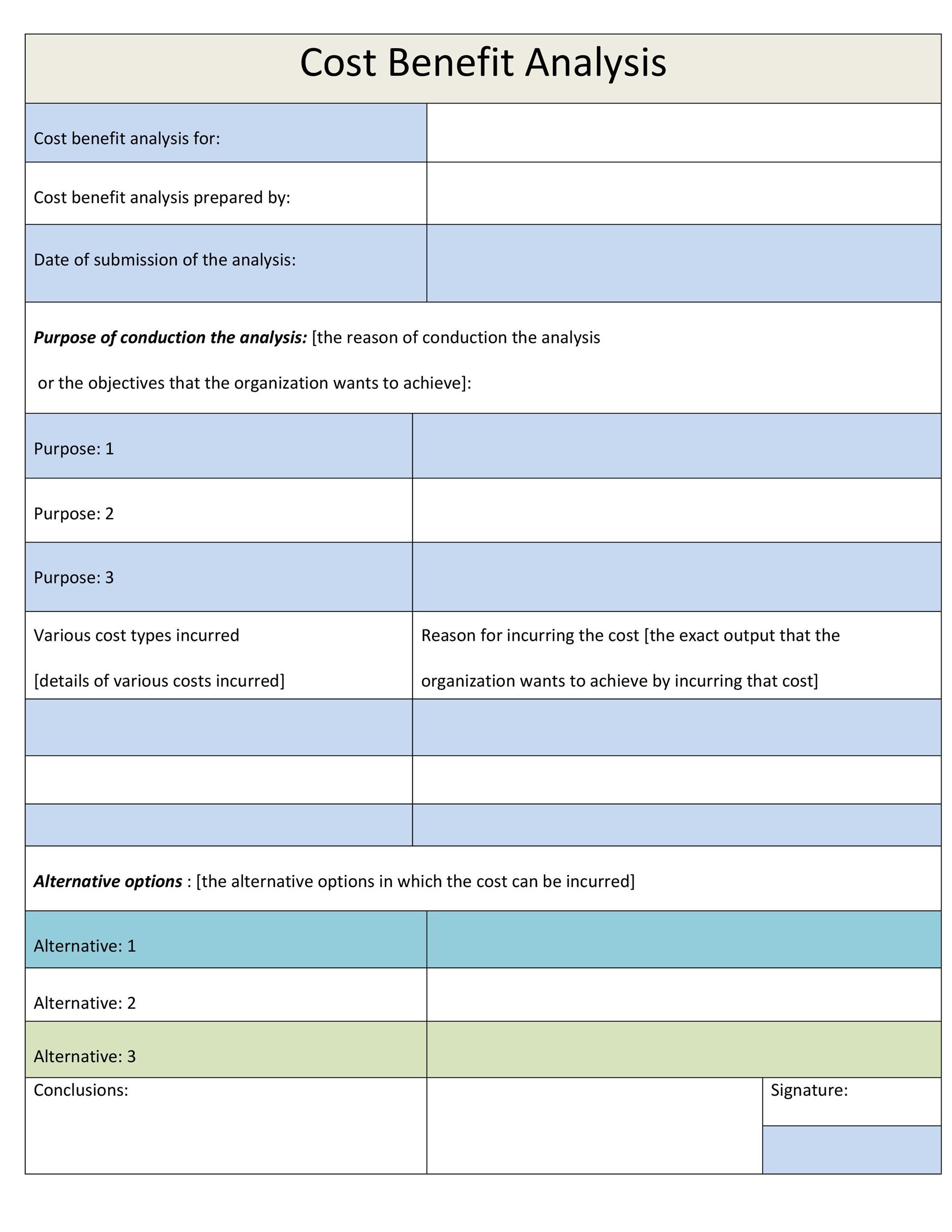 Cost Benefit Analysis Example Template