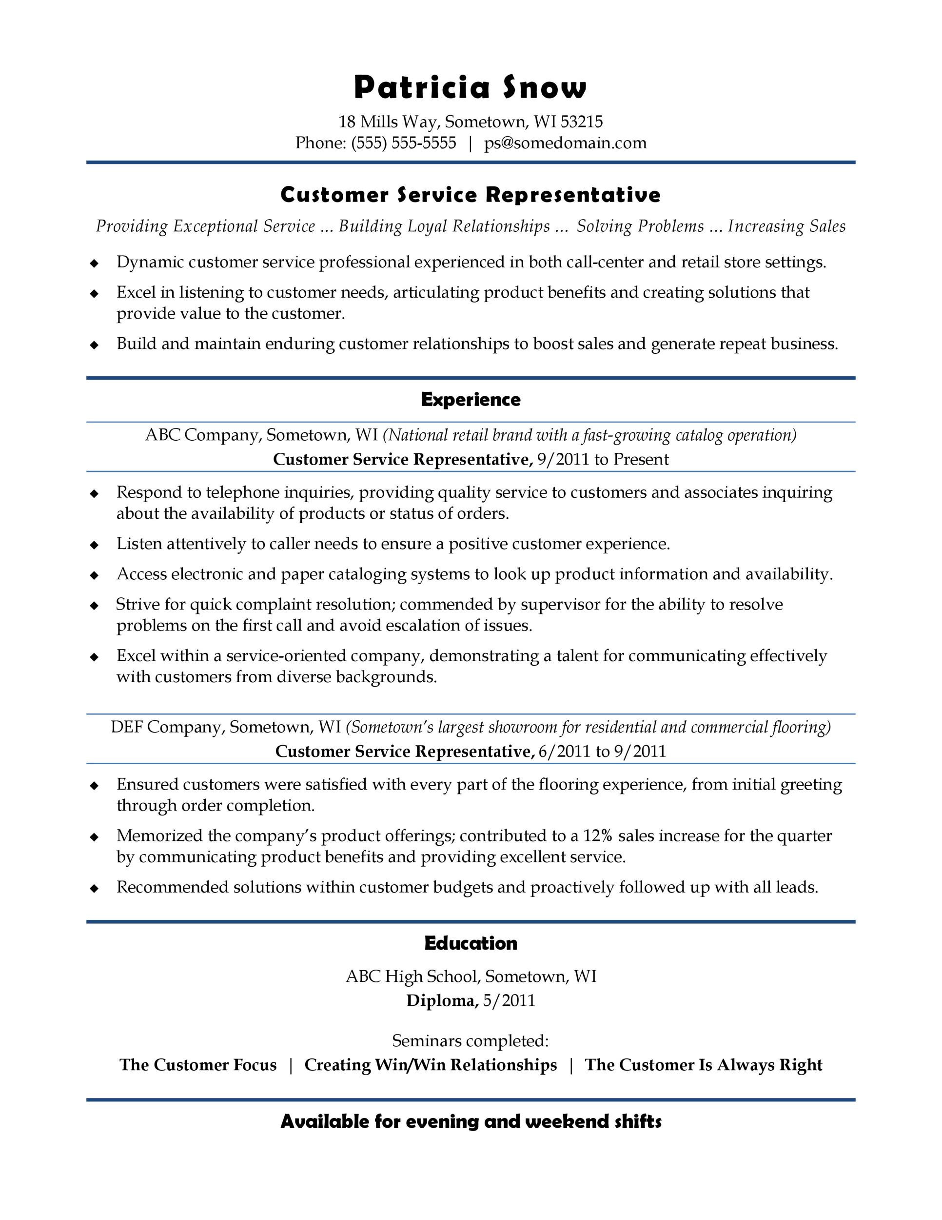 Building A Customer Service Resume Customer Service Combination Resume