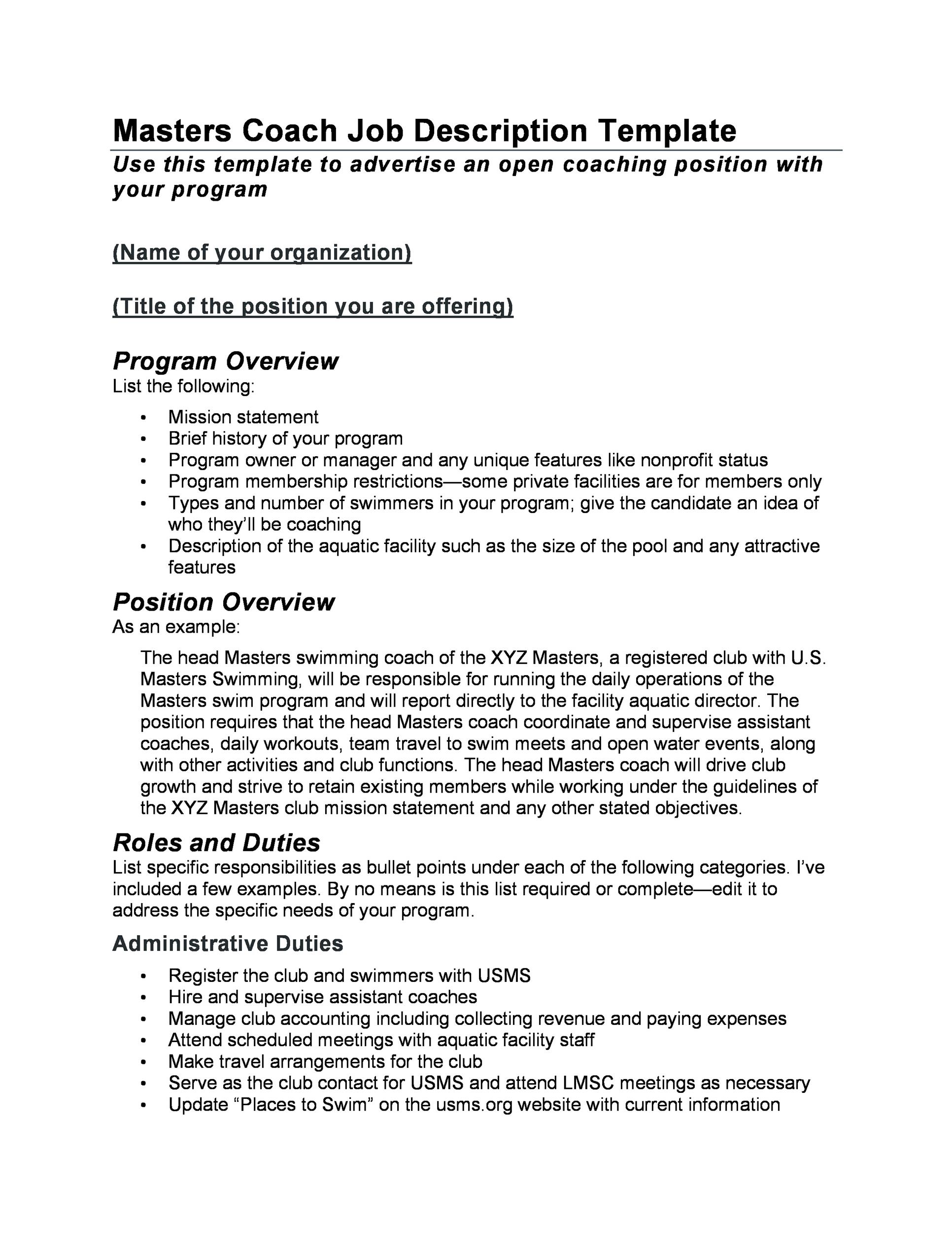 47 Job Description Templates Examples Template Lab