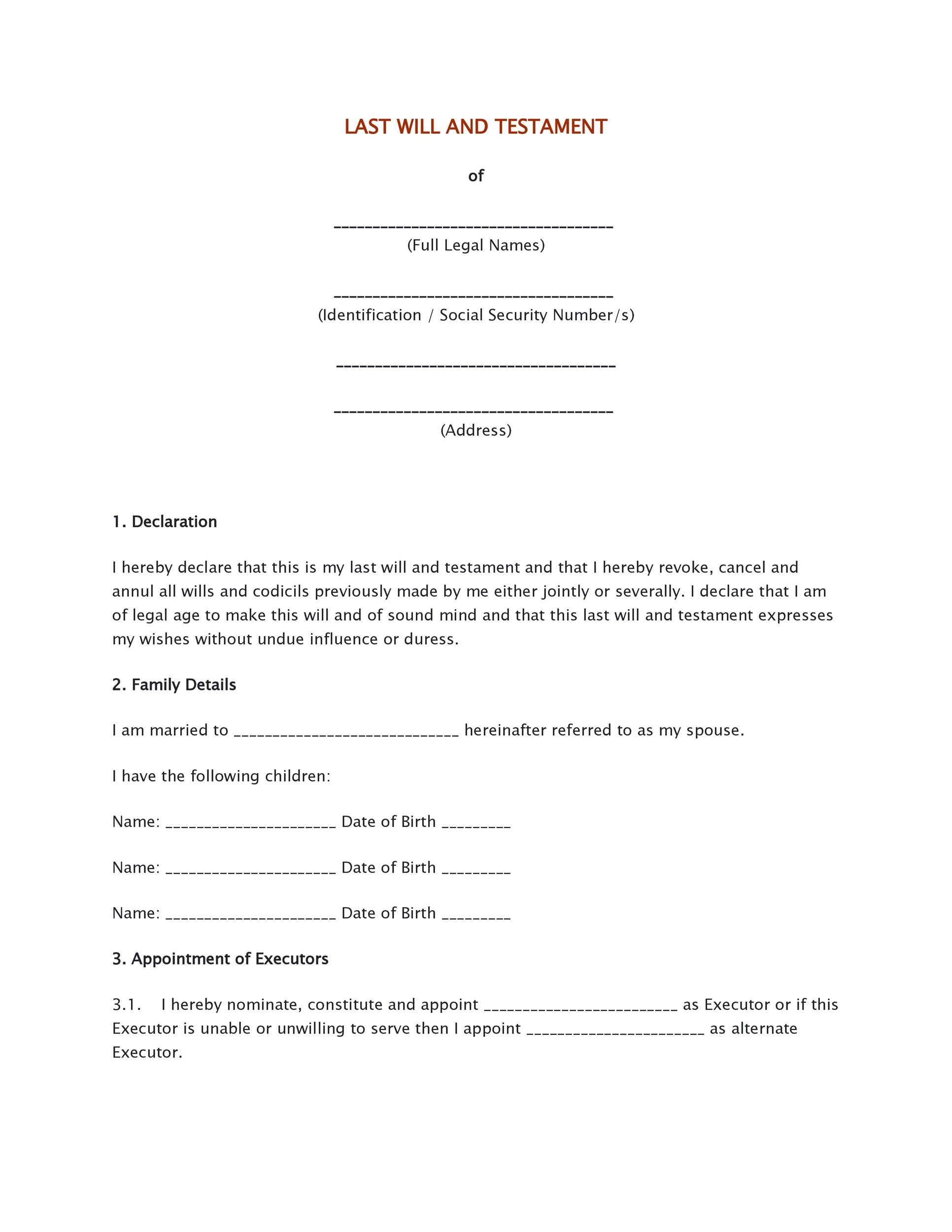 39 Last Will and Testament Forms Templates ᐅ TemplateLab