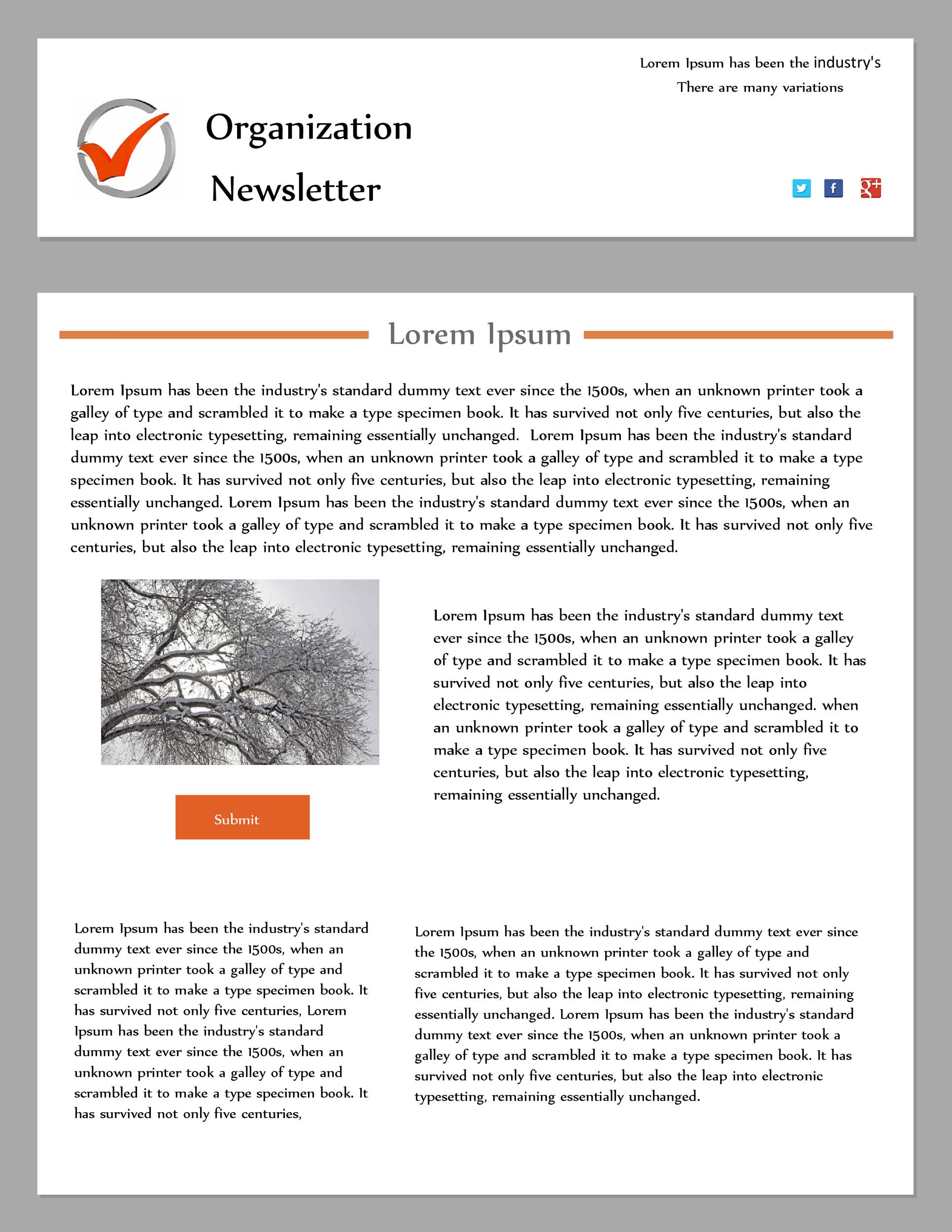 What are some standard newsletter layouts?