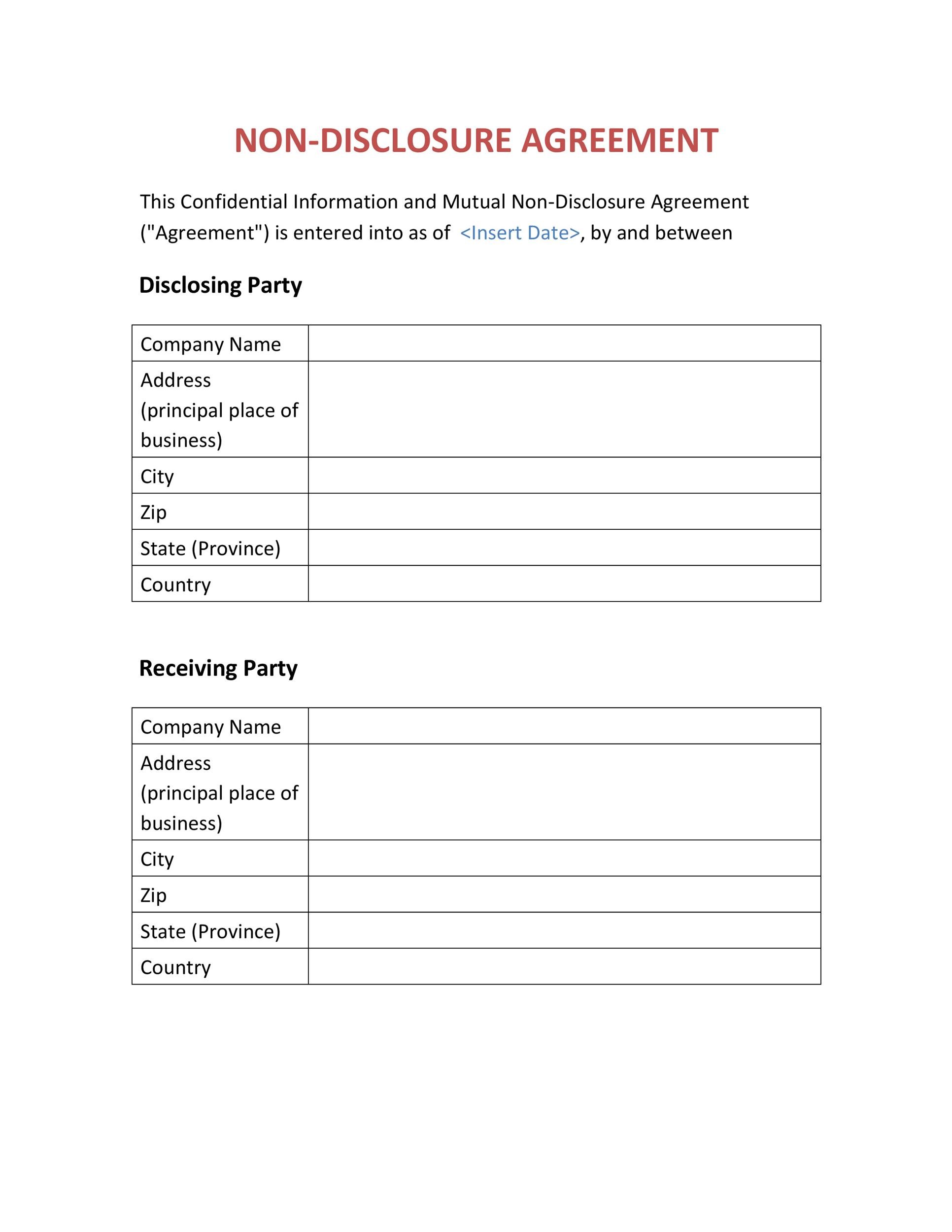 40 Non Disclosure Agreement Templates Samples Forms ᐅ TemplateLab