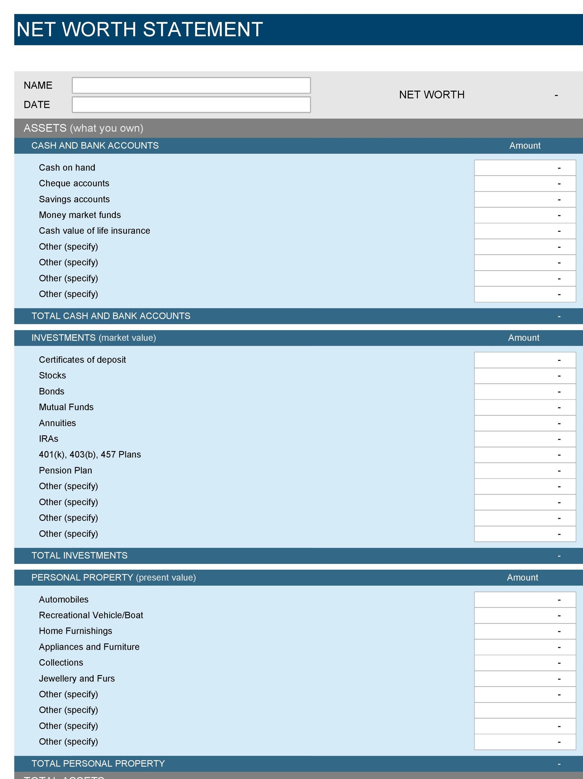 40-personal-financial-statement-templates-forms-template-lab