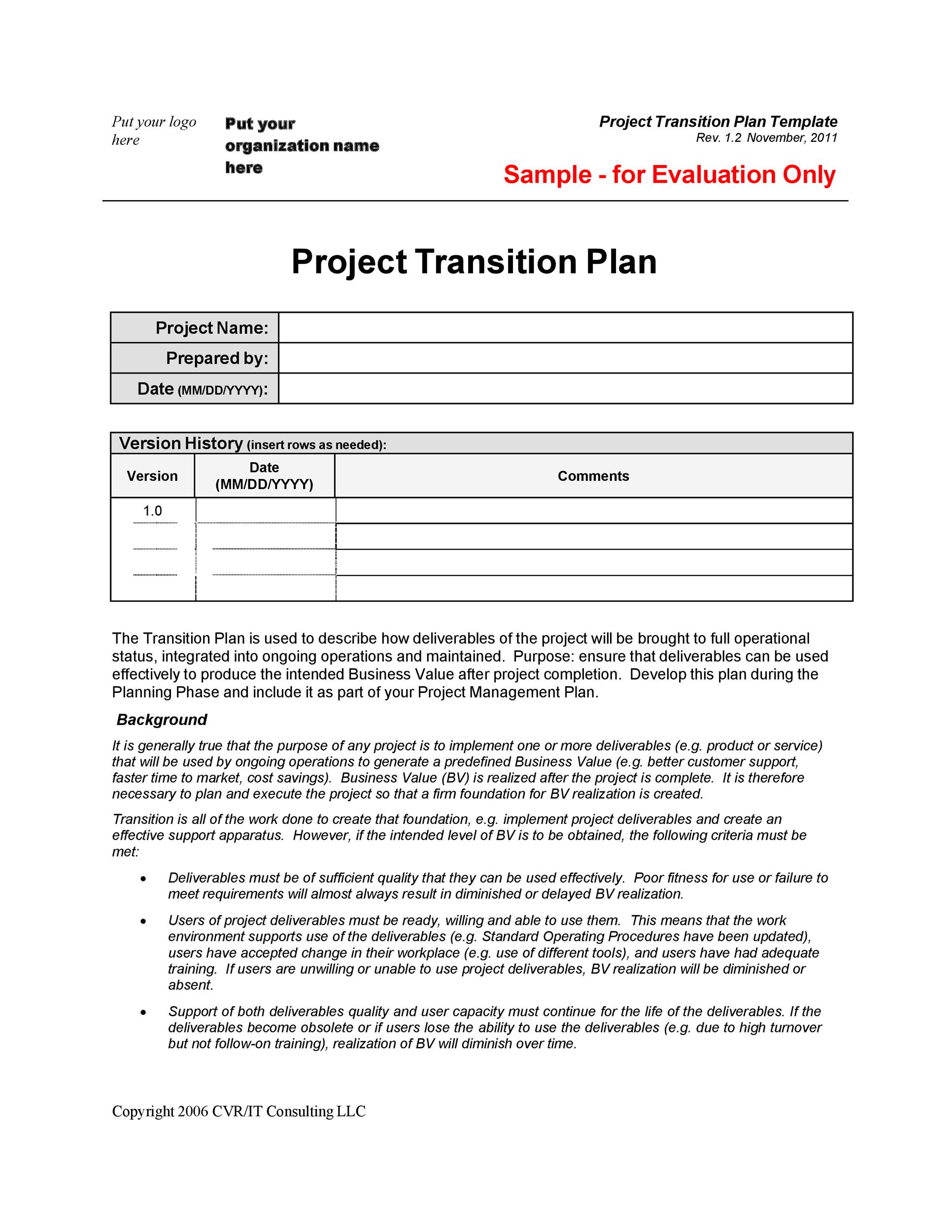40+ Transition Plan Templates (Career, Individual) ᐅ TemplateLab
