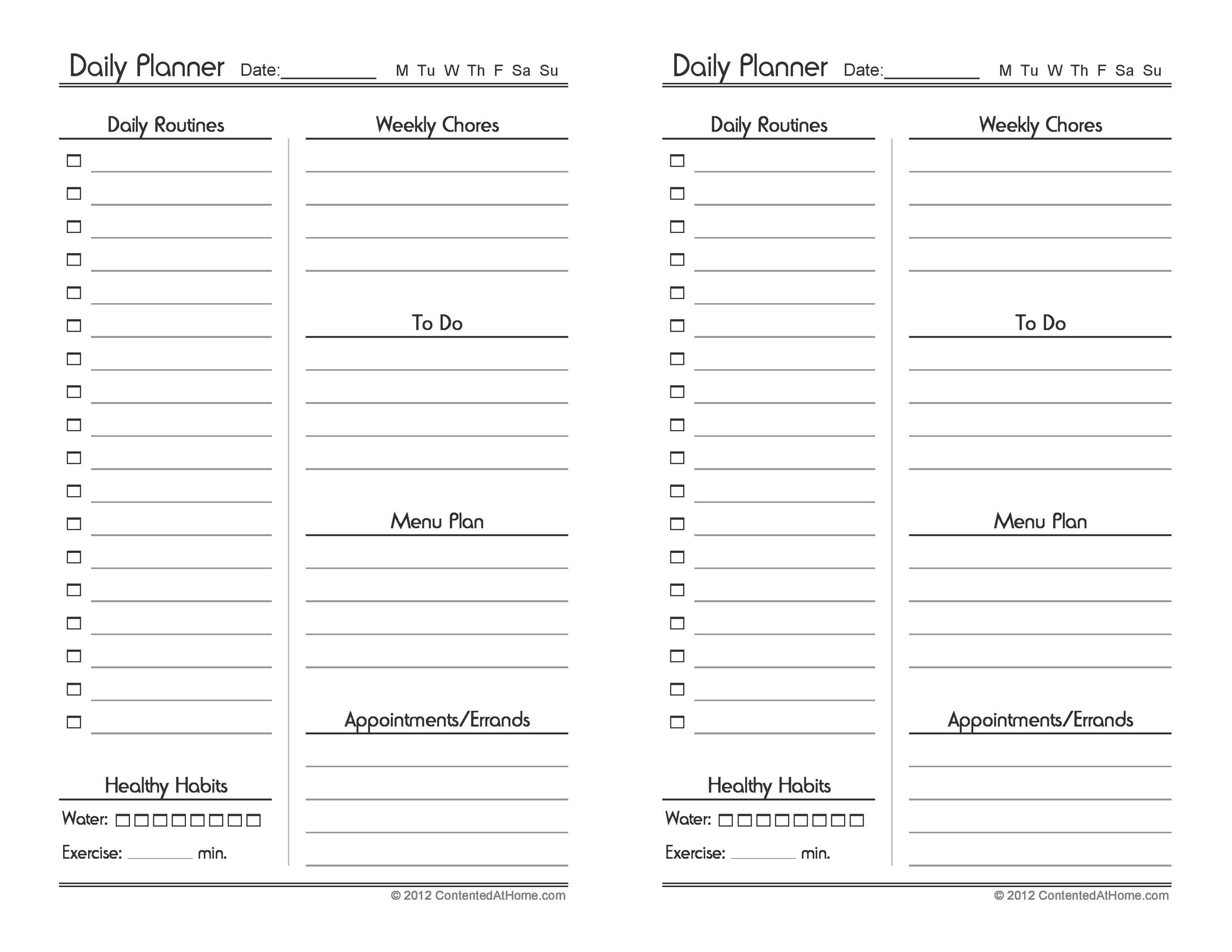 47 Printable Daily Planner Templates (FREE in Word/Excel/PDF)