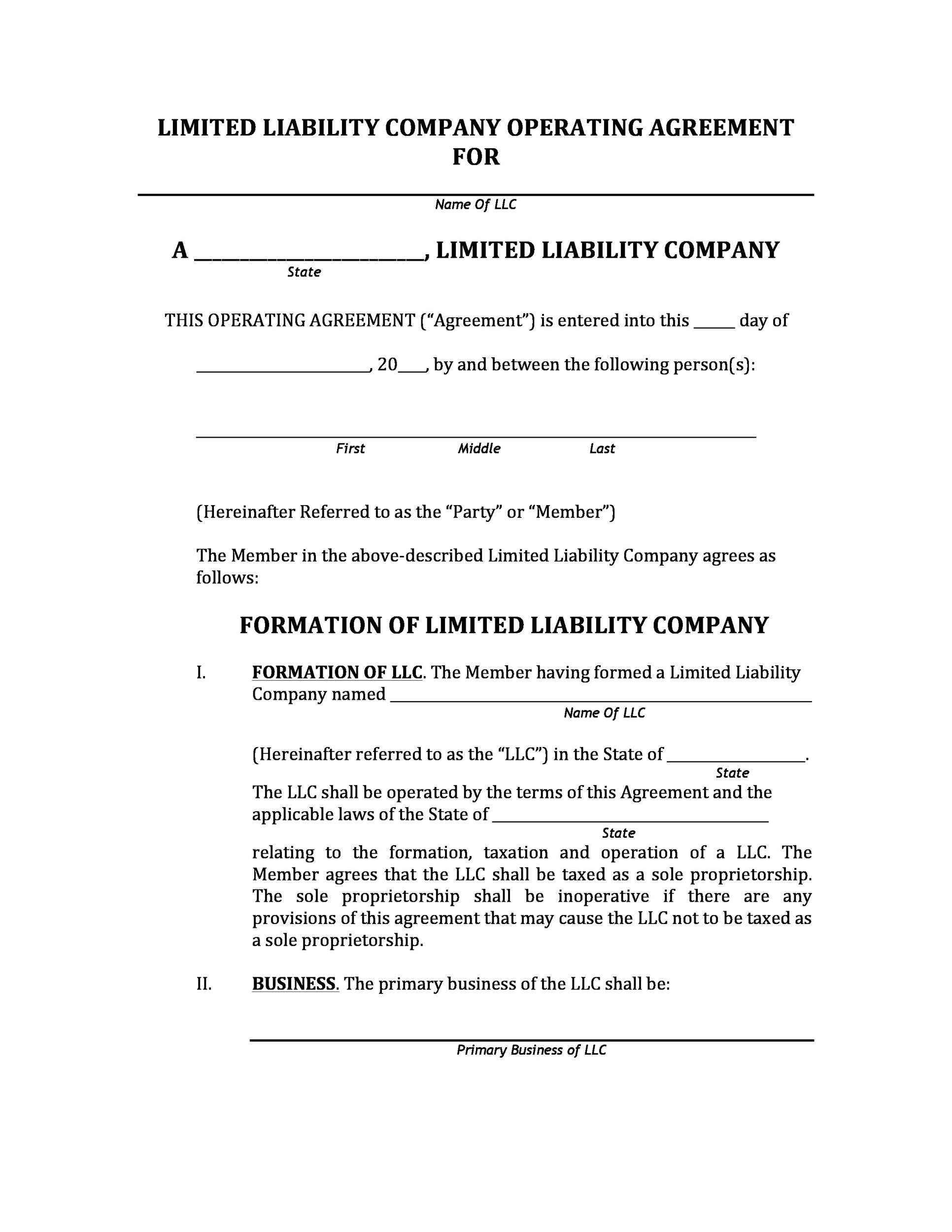 30 Professional LLC Operating Agreement Templates ᐅ TemplateLab