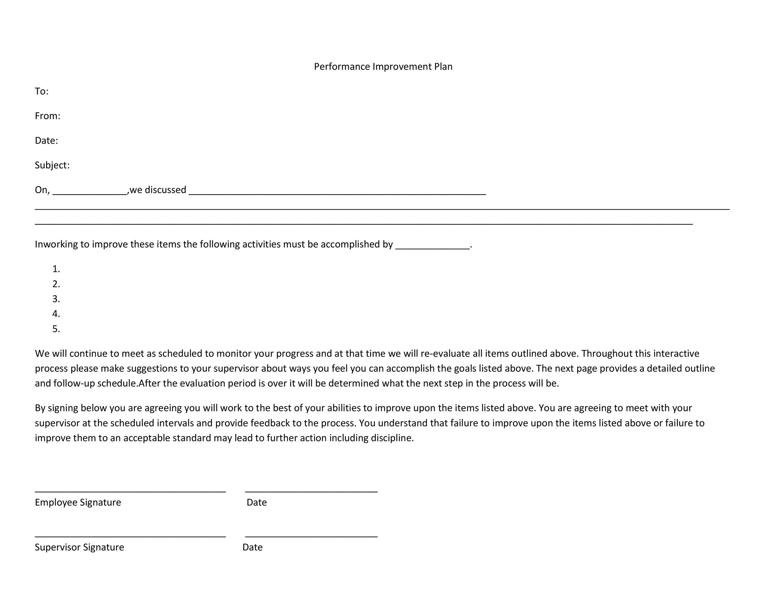 40  Performance Improvement Plan Templates Examples