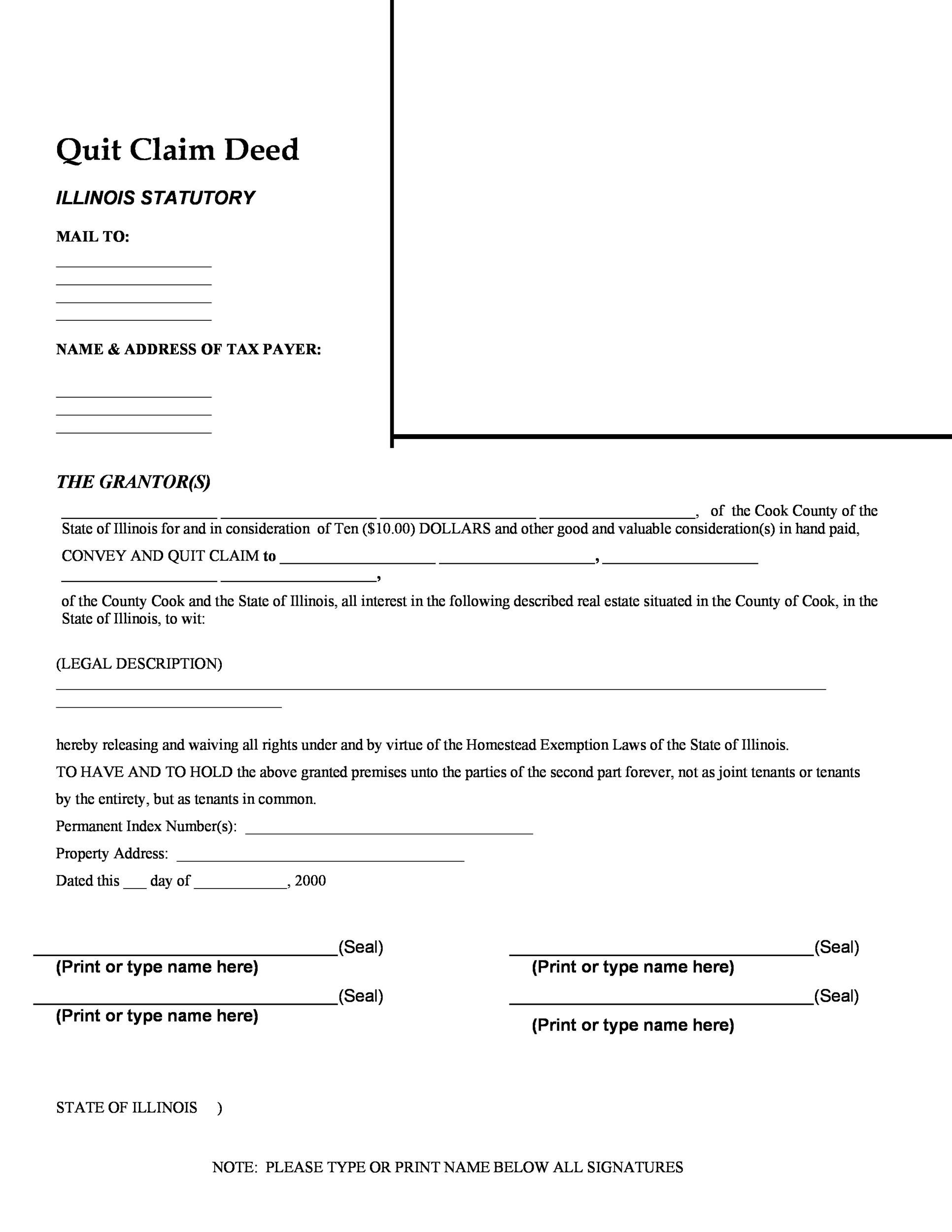 46 Free Quit Claim Deed Forms & Templates ᐅ TemplateLab