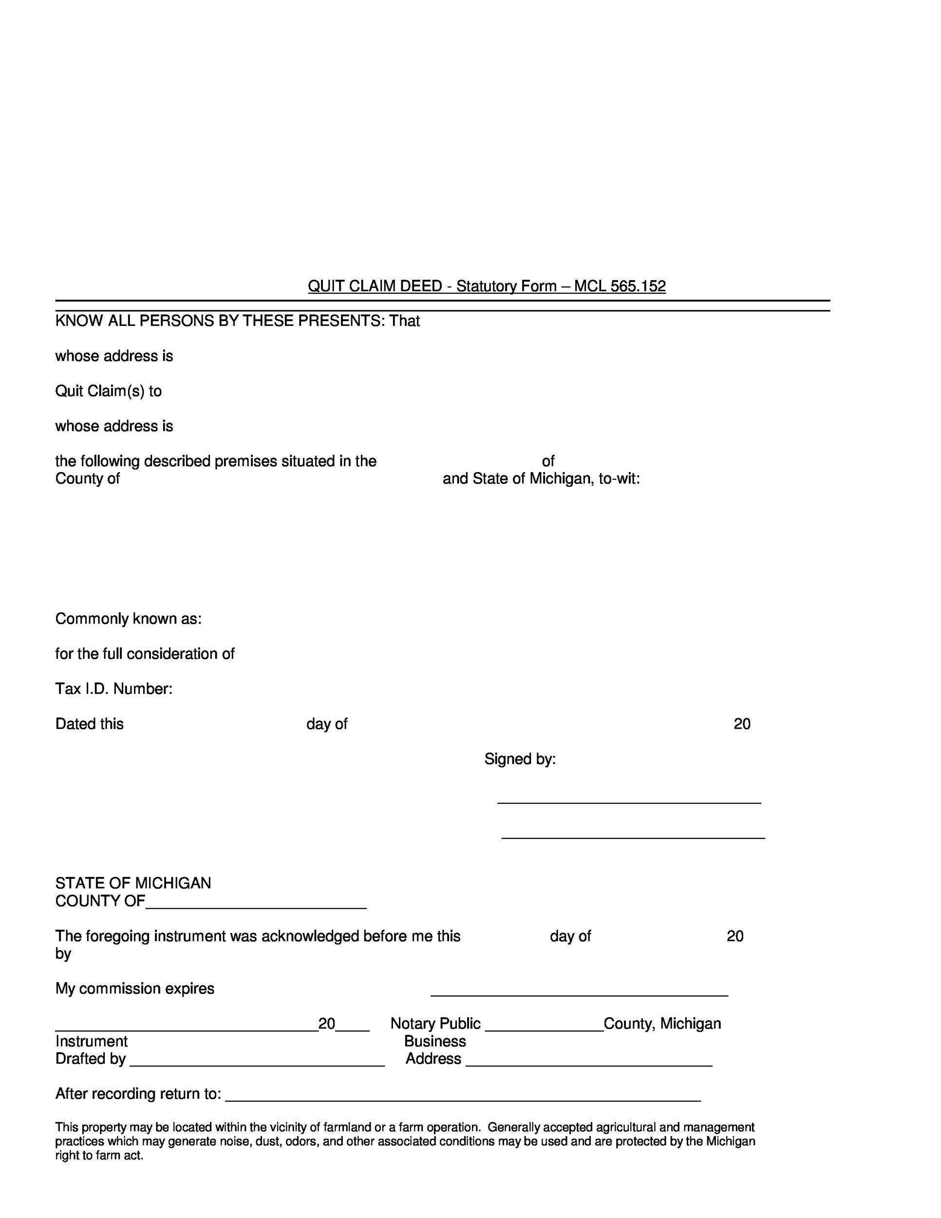 Printable Sample Quit Claim Deed Form Printable Template Legal Form Images