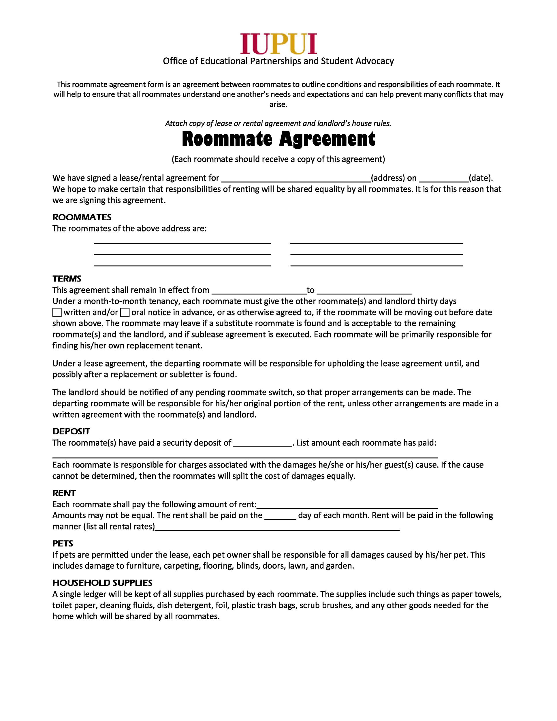 Housemate Contract Template