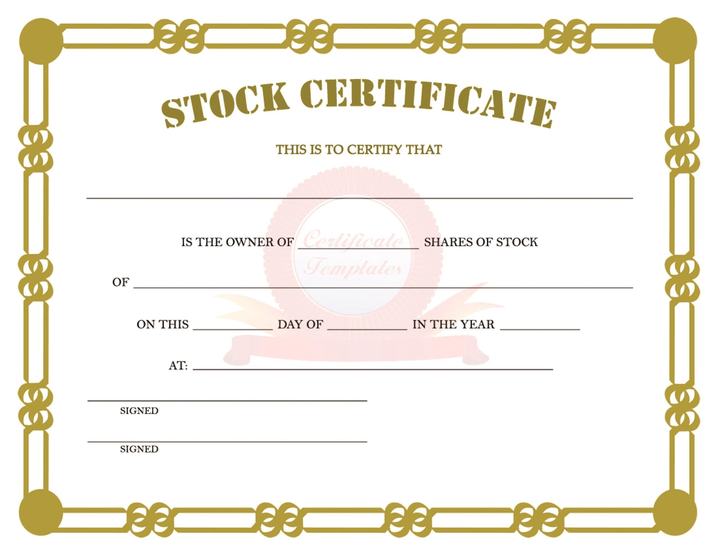 40  Free Stock Certificate Templates (Word PDF) Template Lab