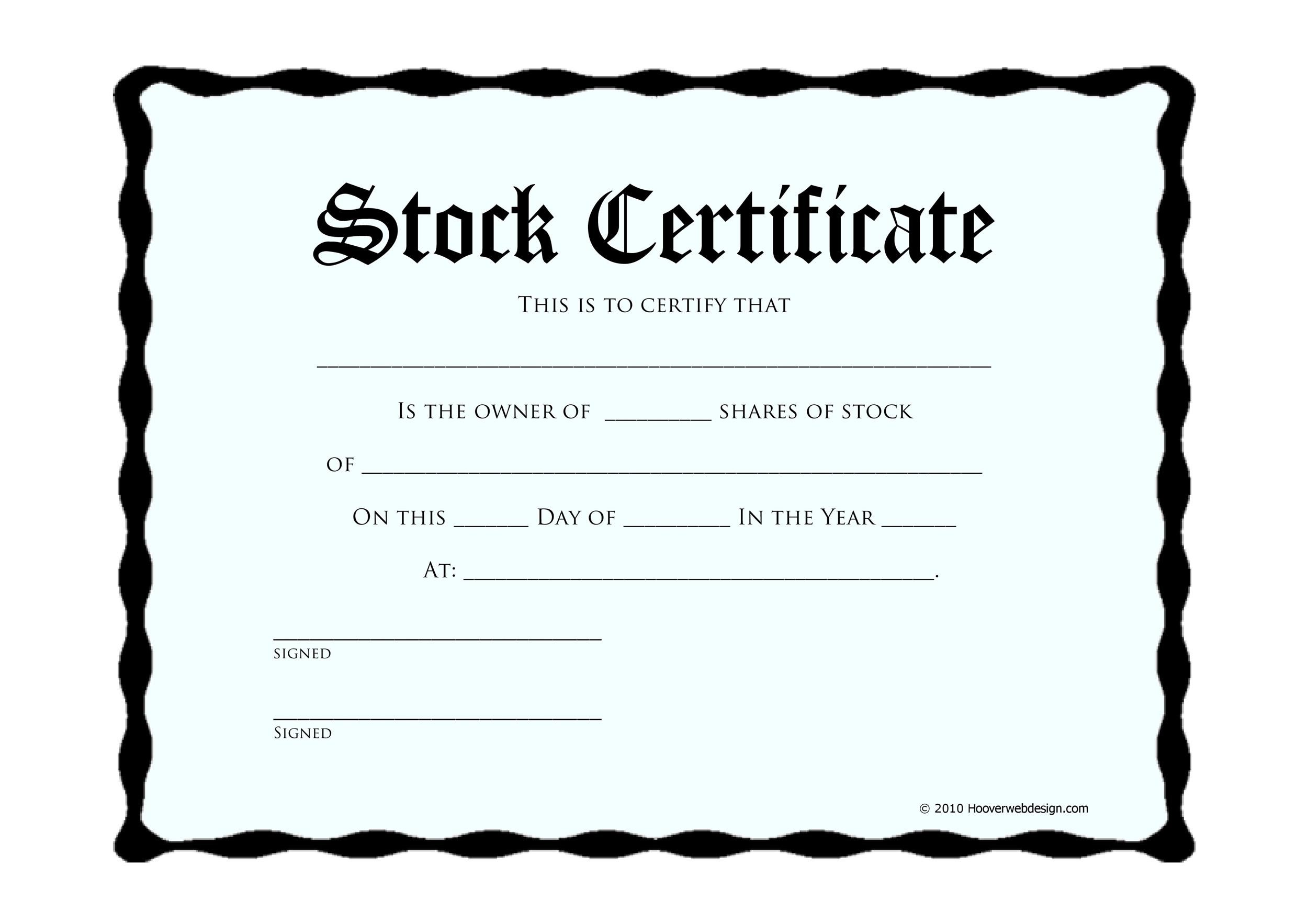 40 Free Stock Certificate Templates Word Pdf ᐅ Templatelab