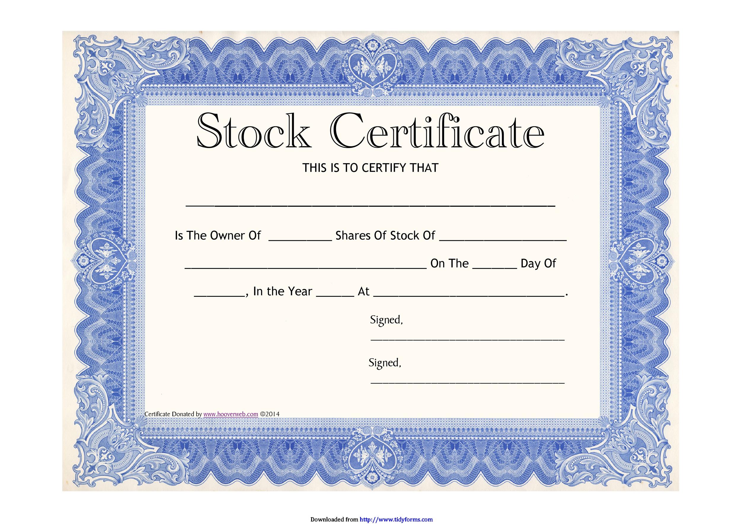 Free Printable Stock Certificates