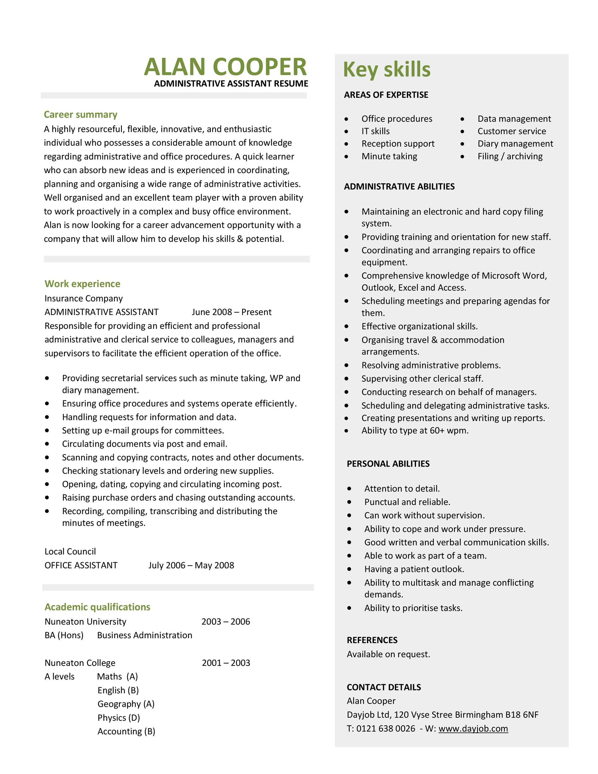 20+ Free Administrative Assistant Resume Samples Template Lab