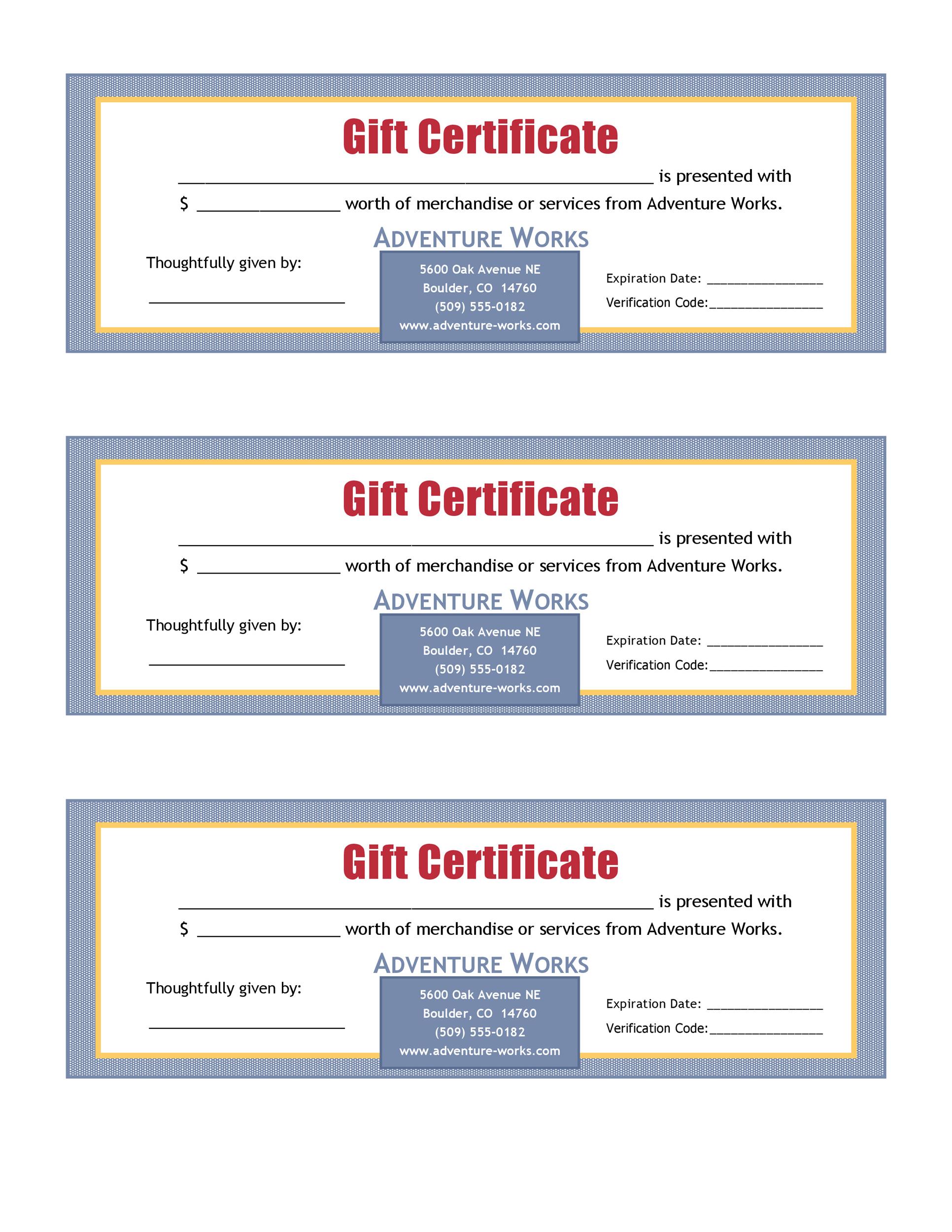 Printable Free Gift Certificate Template Word