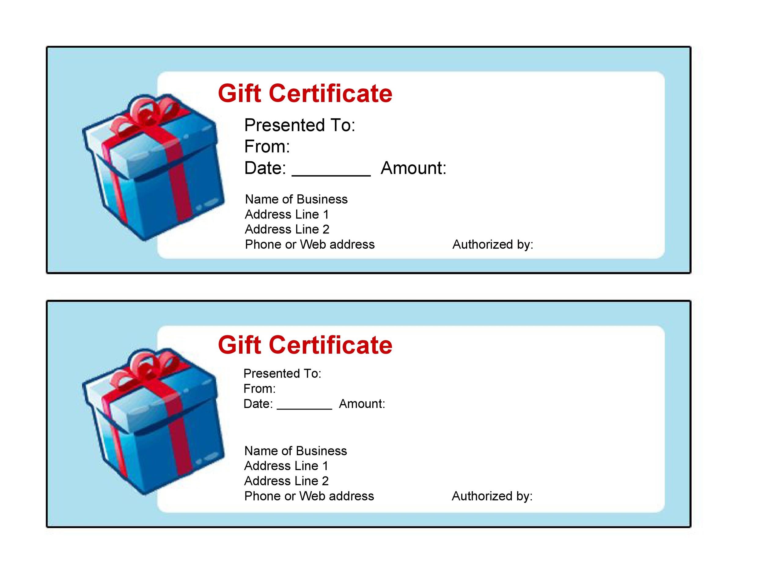 Gift Certificate Free Printable Template