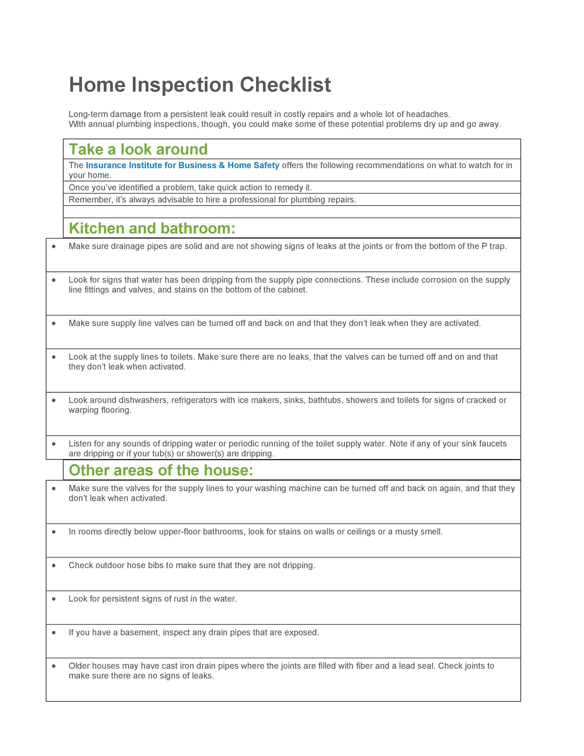 20  Printable Home Inspection Checklists (Word PDF) ᐅ TemplateLab