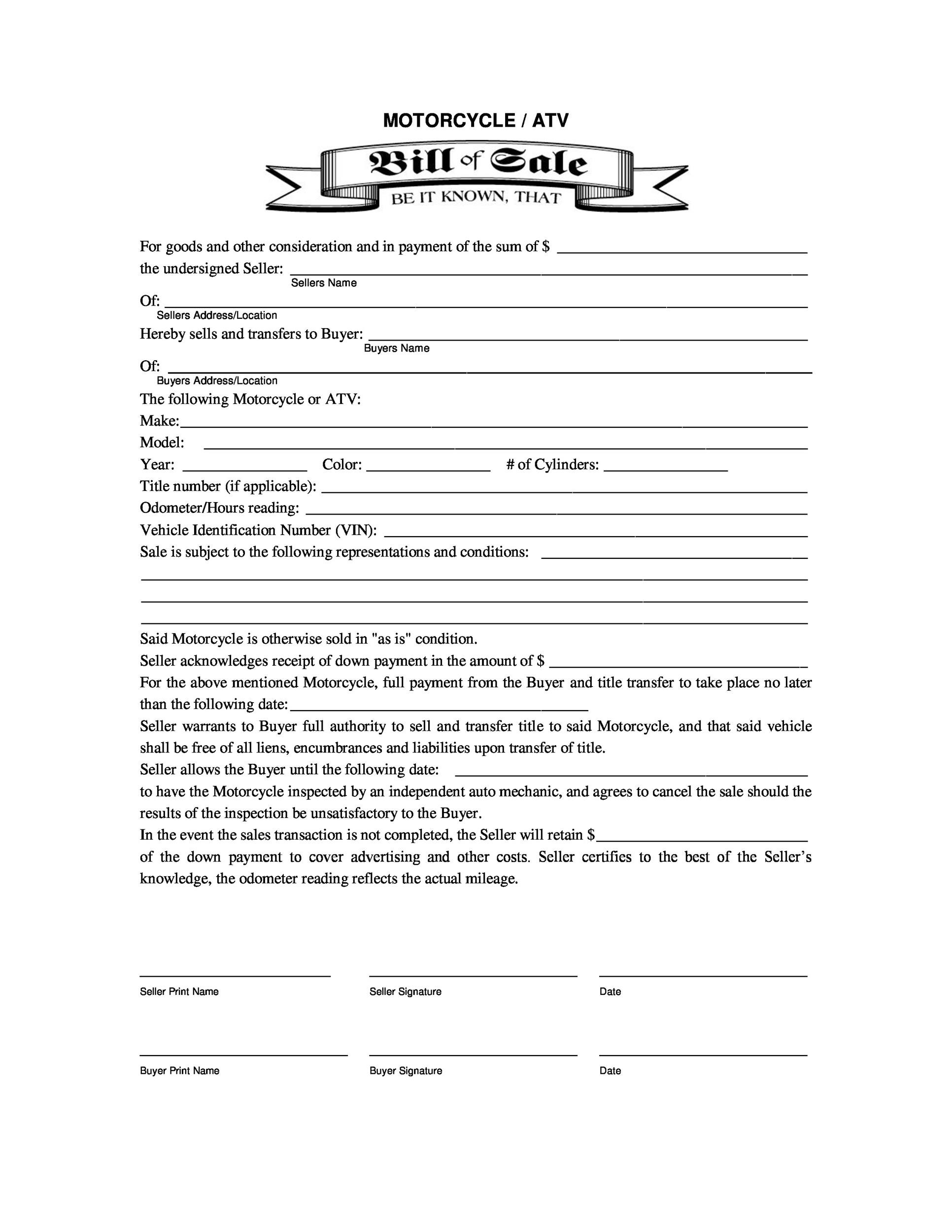 45  Fee Printable Bill of Sale Templates (Car Boat Gun Vehicle ) ᐅ
