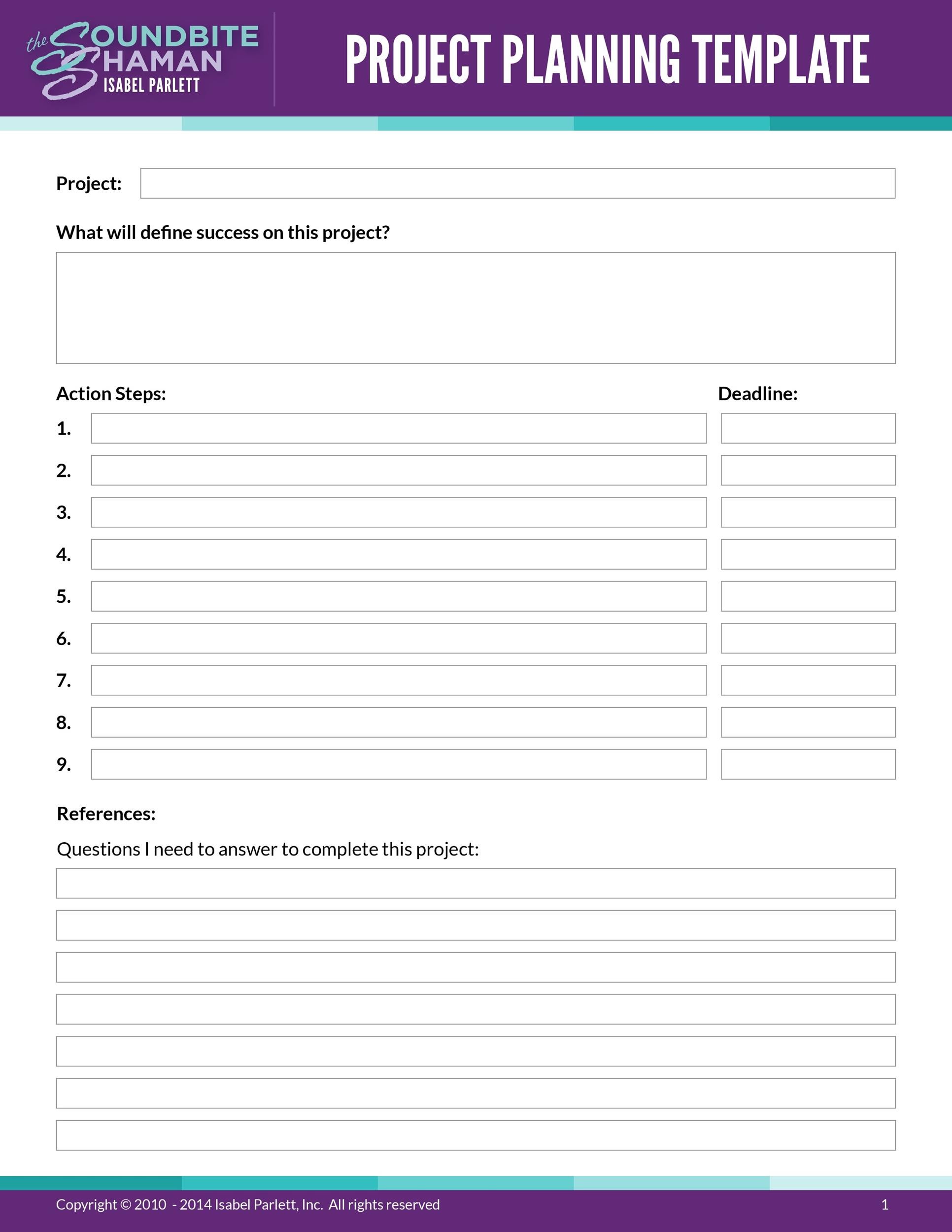 Free Printable Project Planner Template 6202