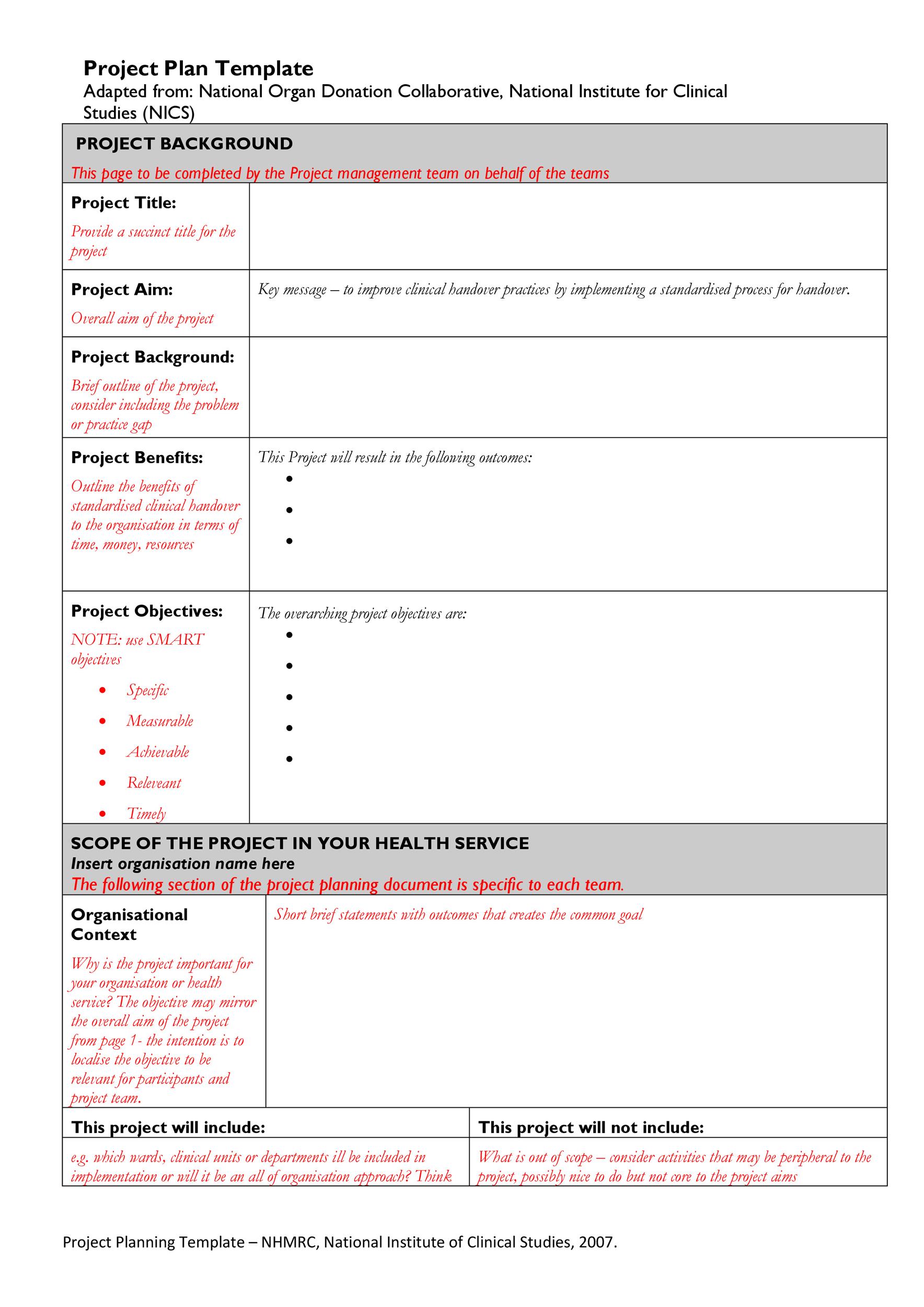 Project Management Plan Template Free Free Sample Example Format
