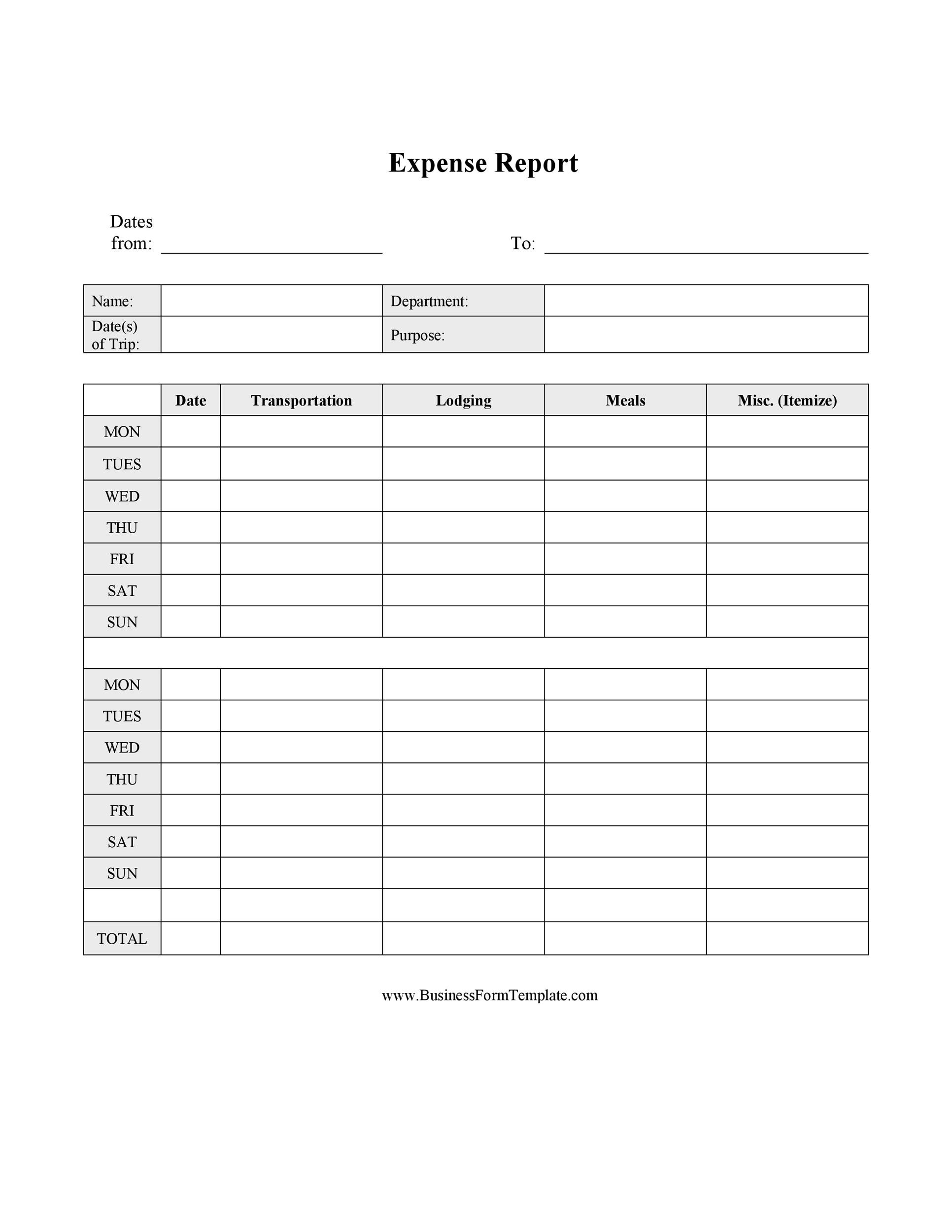 Printable Expense Report FREE DOWNLOAD Freemium Templates
