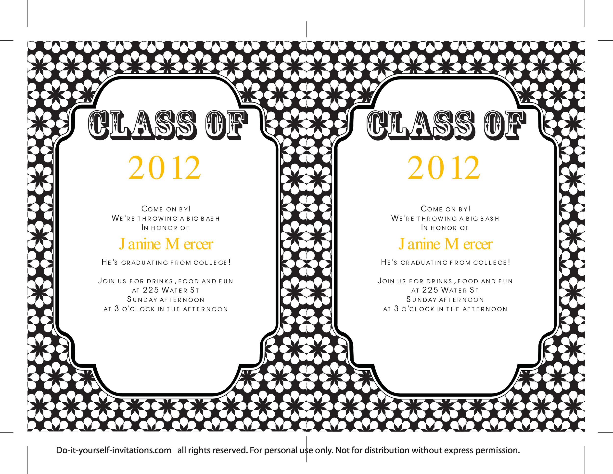 Graduation Party Invitation Templates Free Word Professional Template