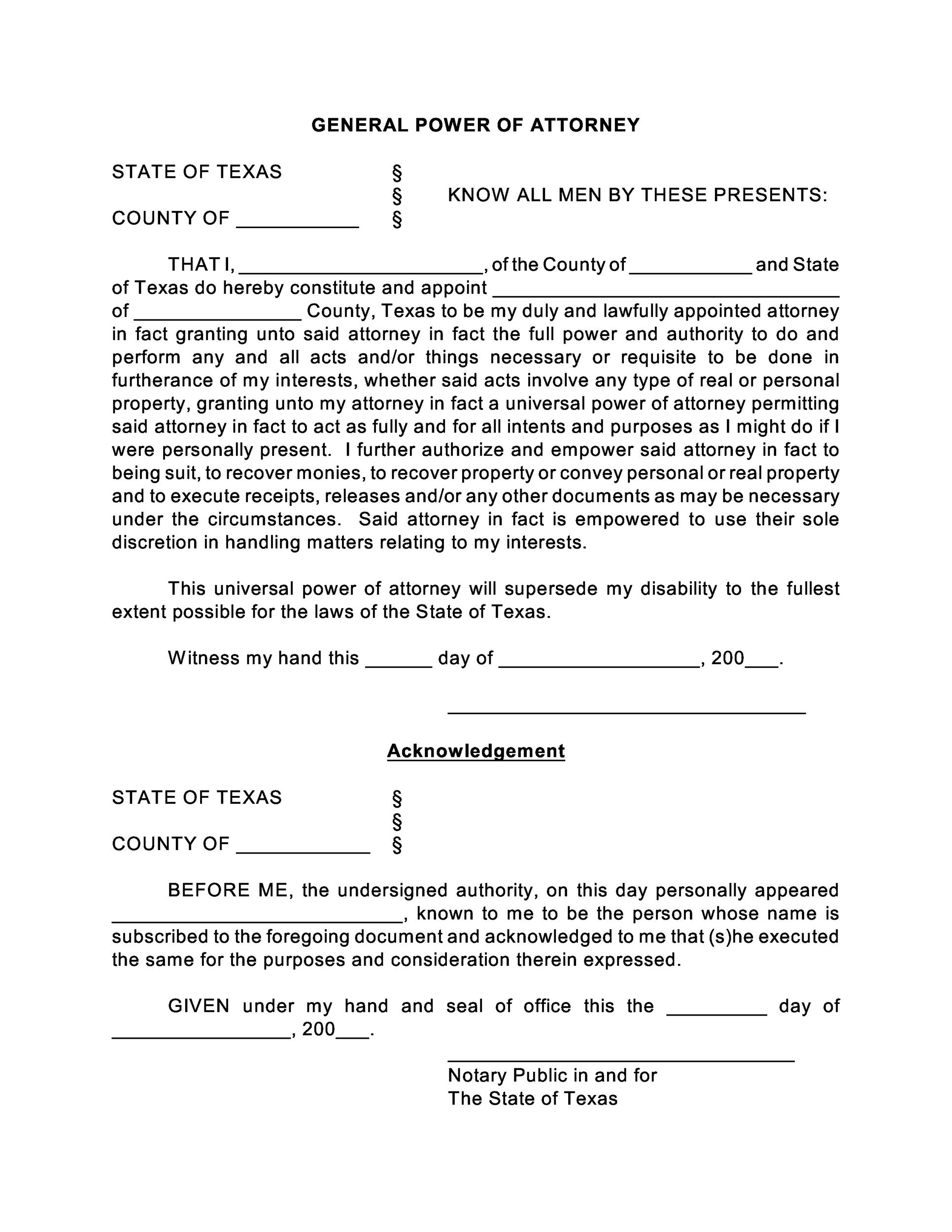 specific power of attorney template