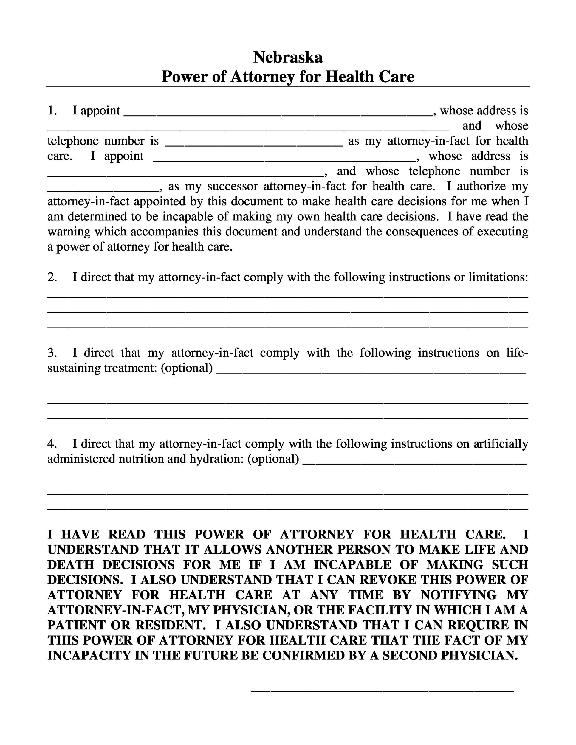Power Of Attorney Free Printable Forms 7348