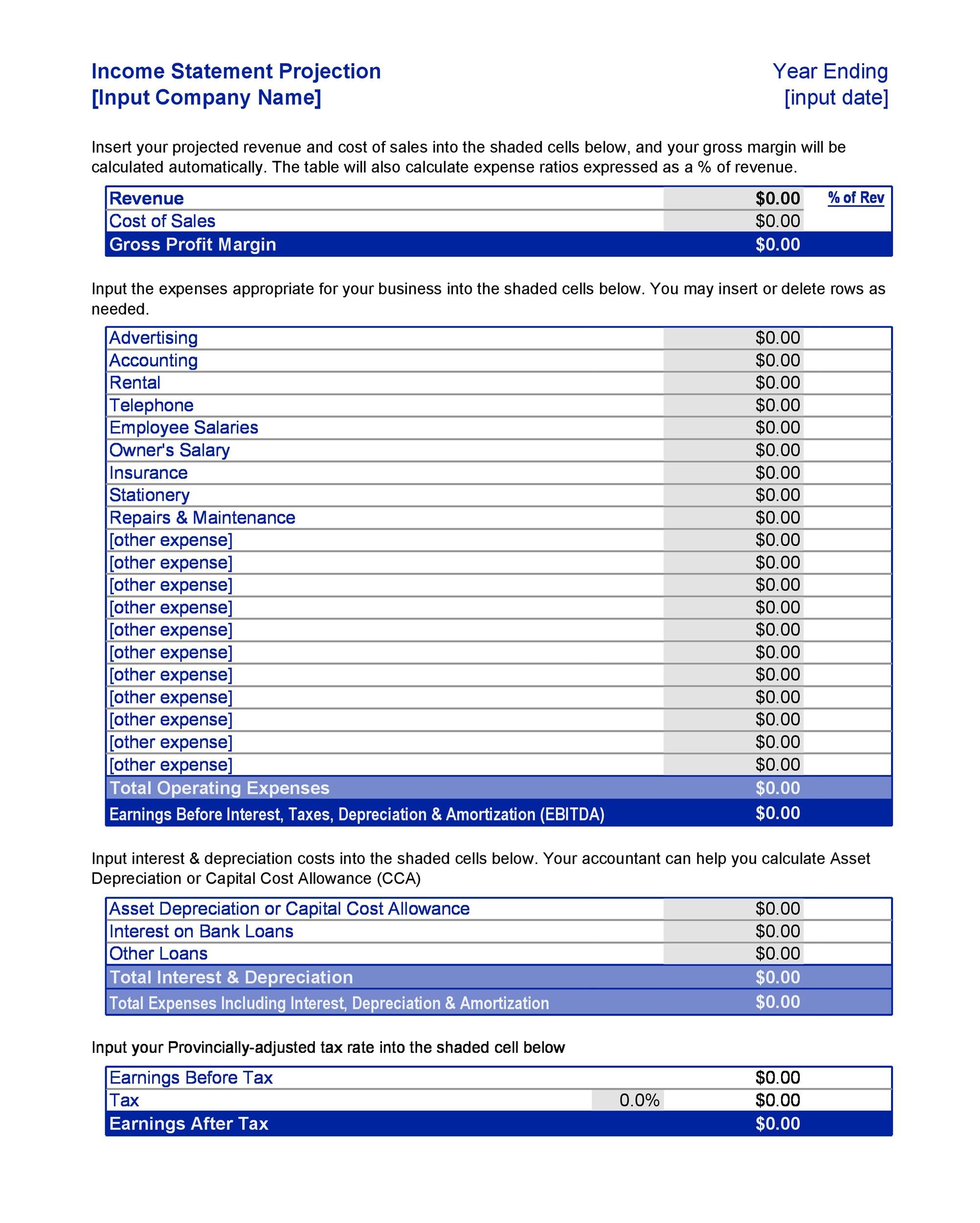 3 Year Income Statement Template Excel Sample Excel Templates