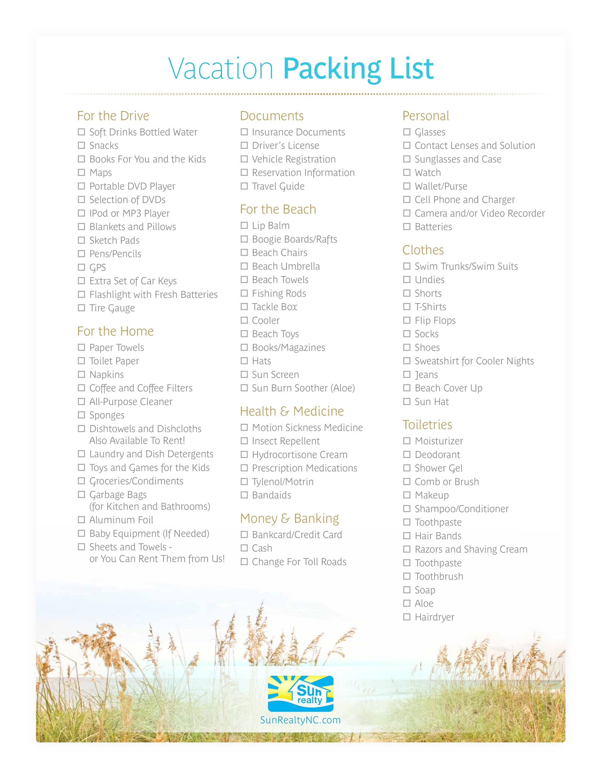 40 Awesome Printable Packing Lists College Cruise Camping Etc