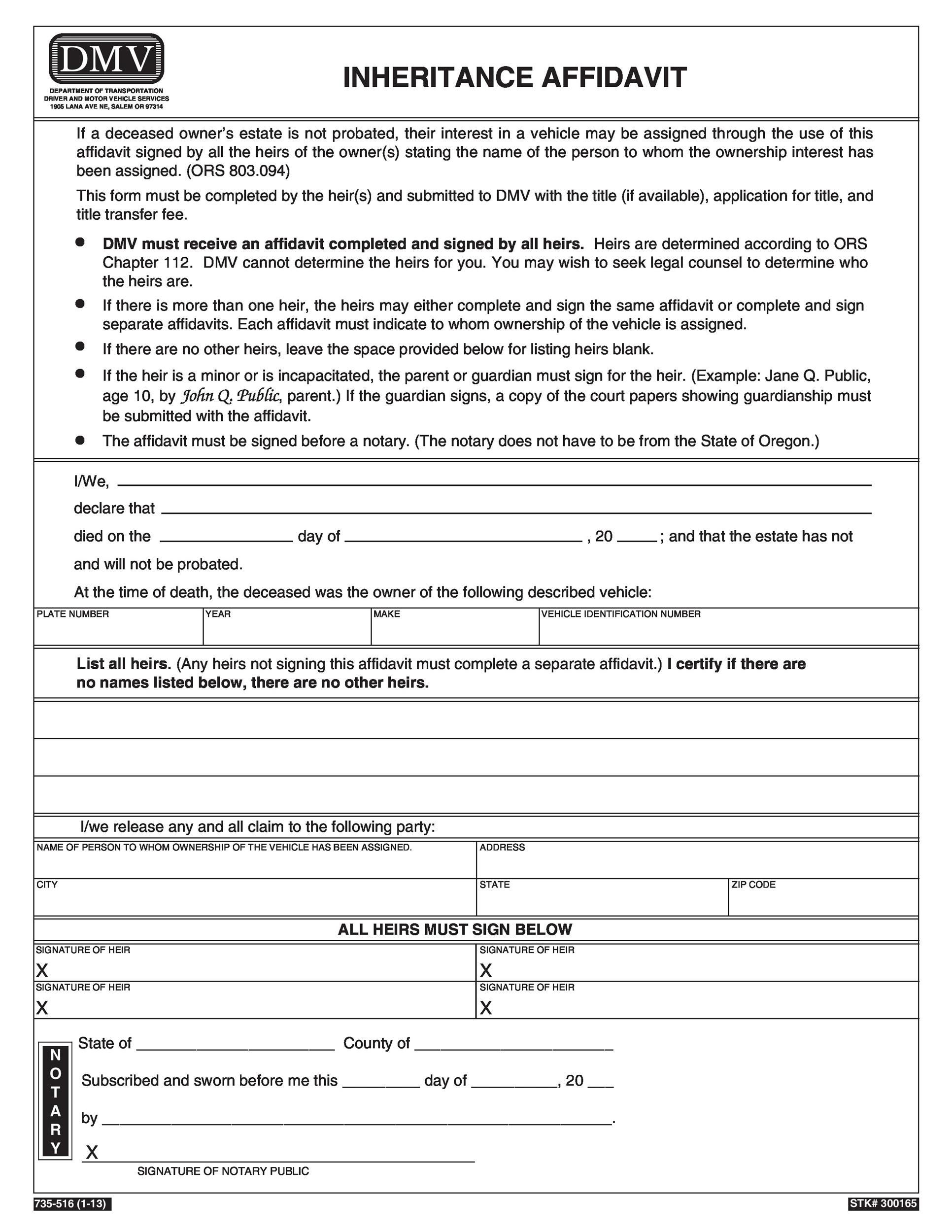 Is a free affidavit of heirship form available online?