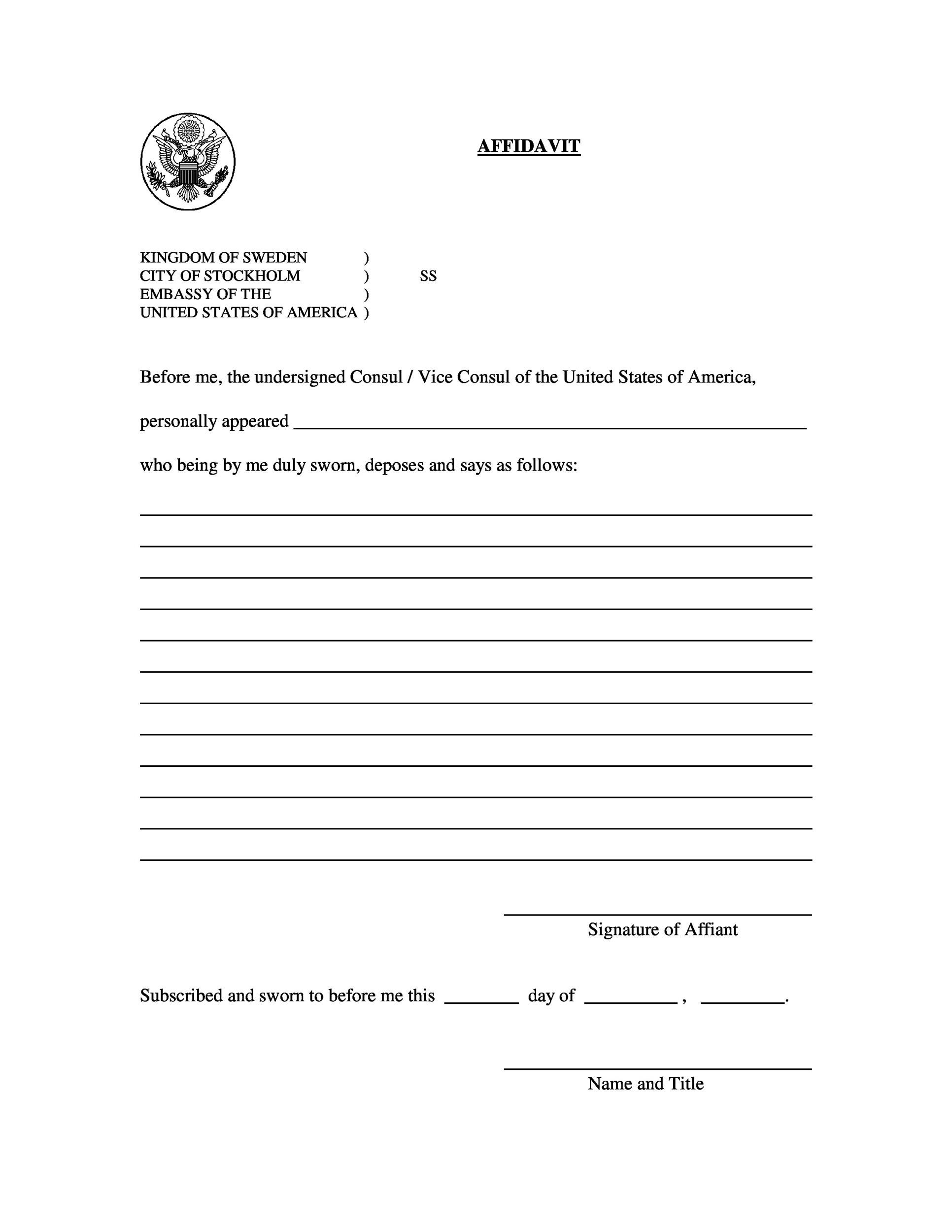 48 Sample Affidavit Forms Templates (Affidavit of Support Form)