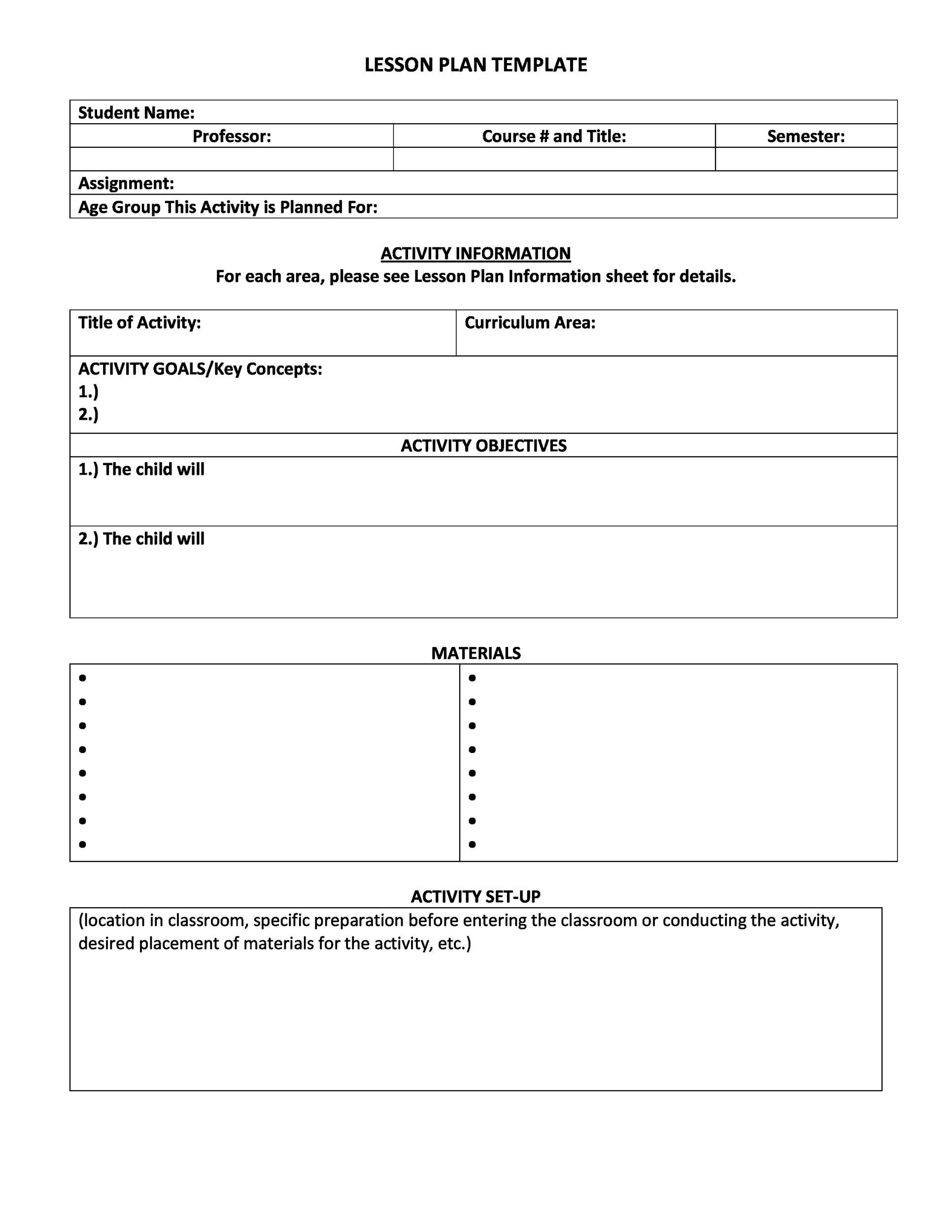 44 FREE Lesson Plan Templates Core, Preschool, Weekly]