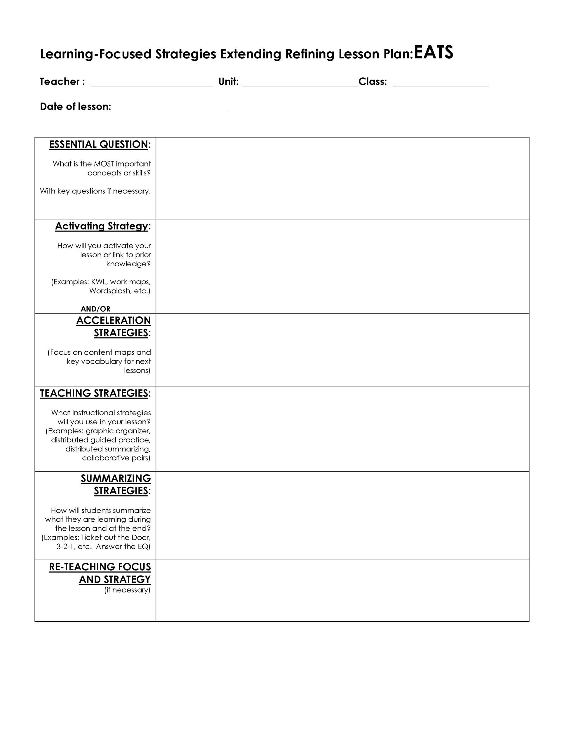 How to write a lesson plan template