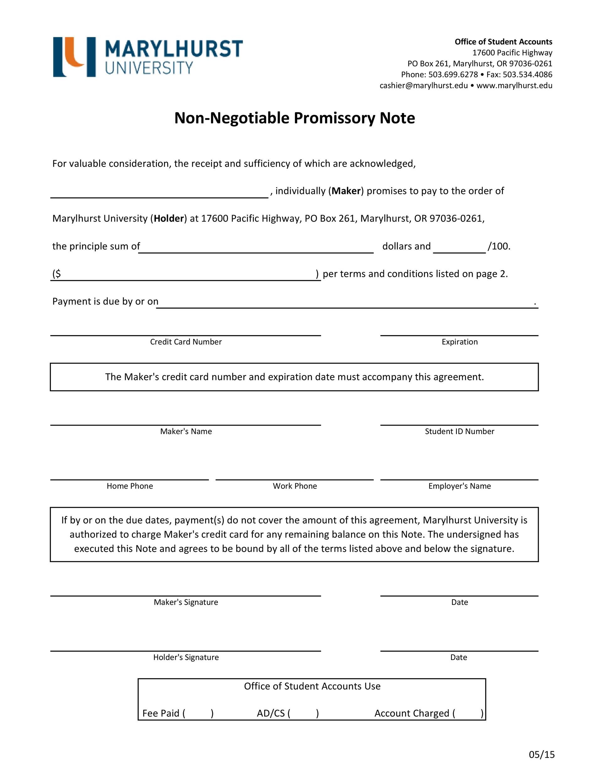 Printable Blank Promissory Note Form