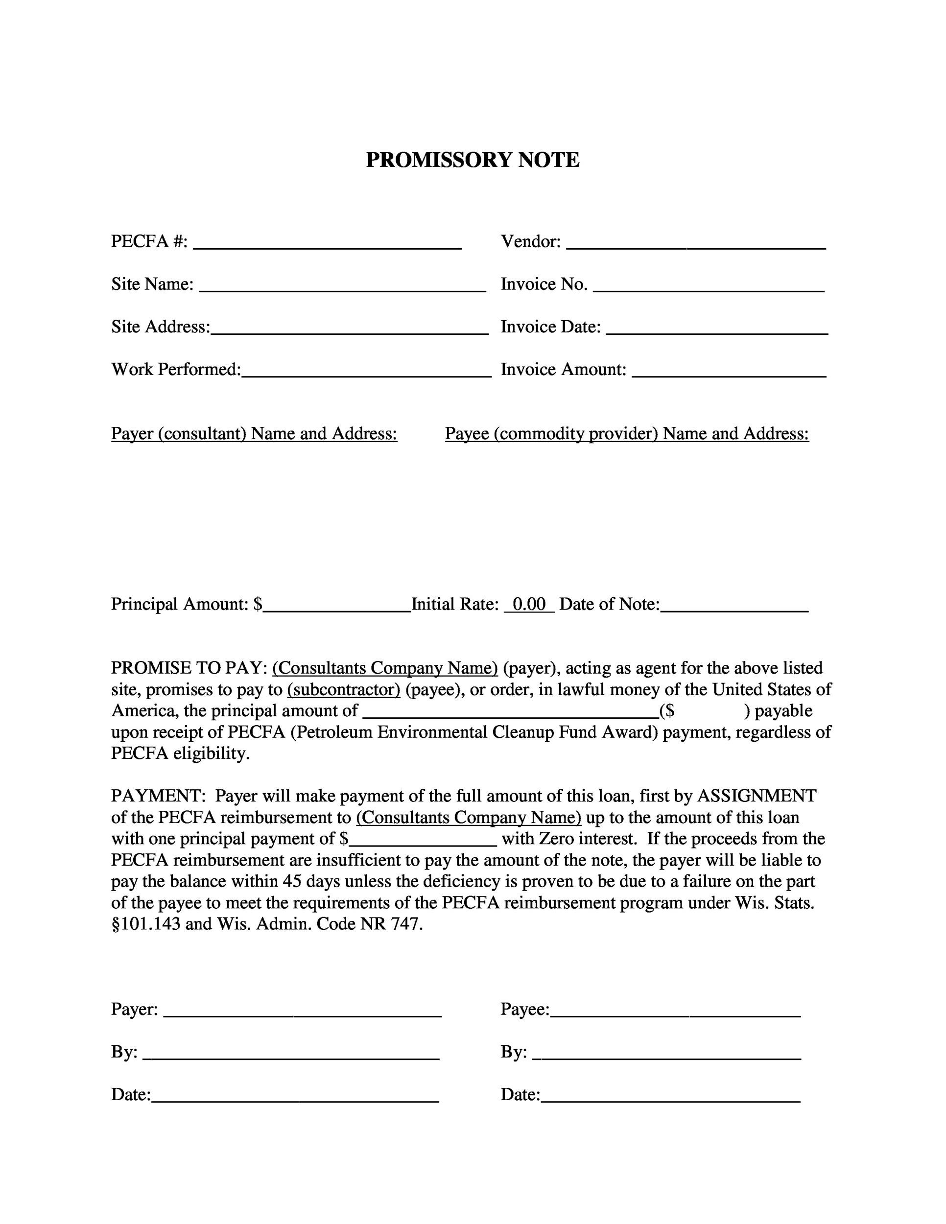 Free Printable Promissory Note Template Word