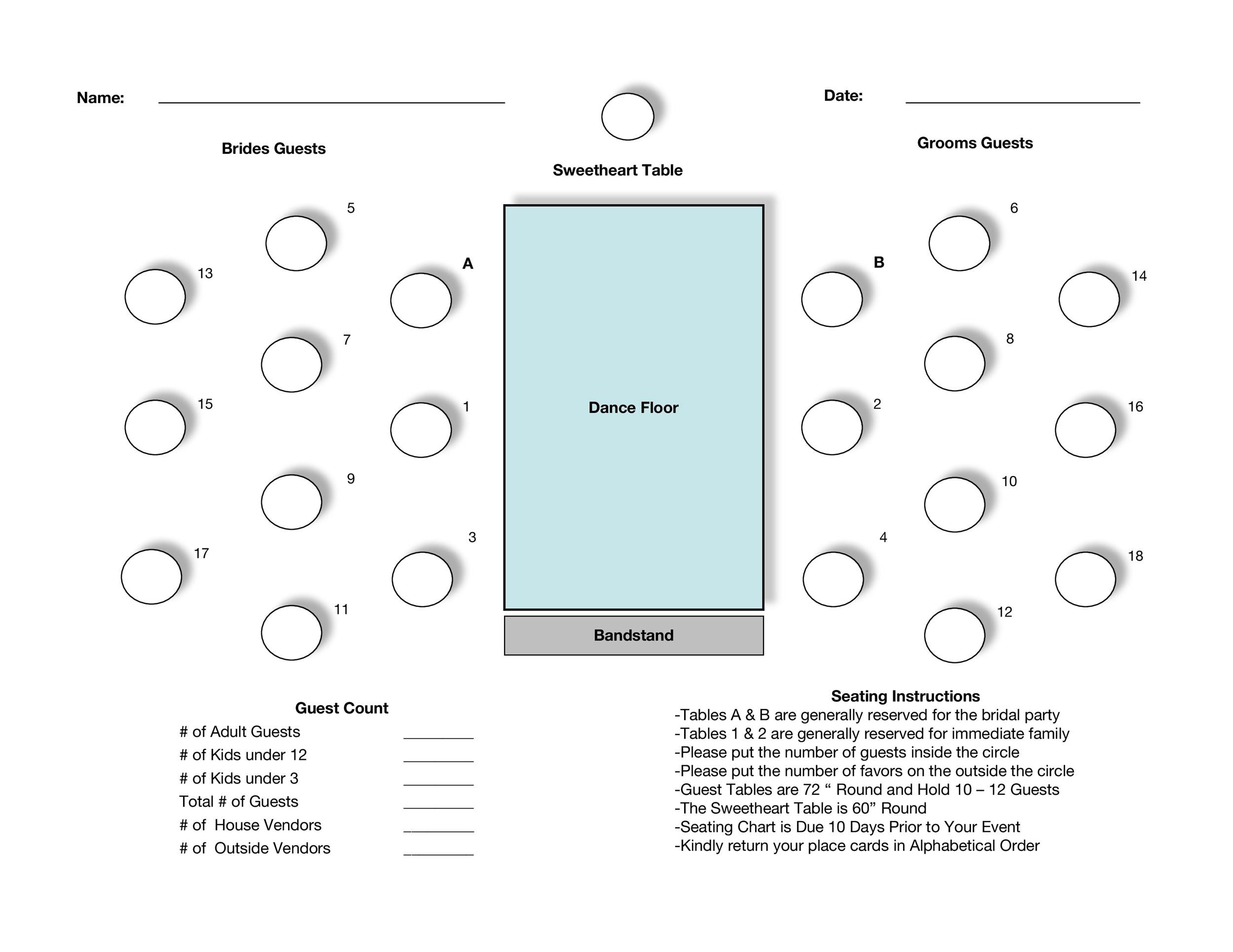 Printable Blank Wedding Seating Chart Template