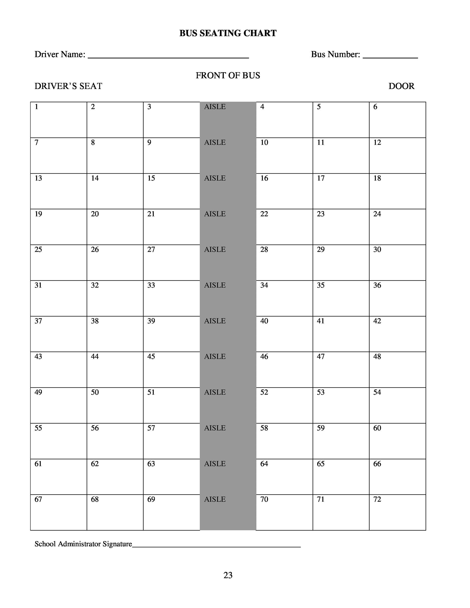 Seating Arrangement Chart Template