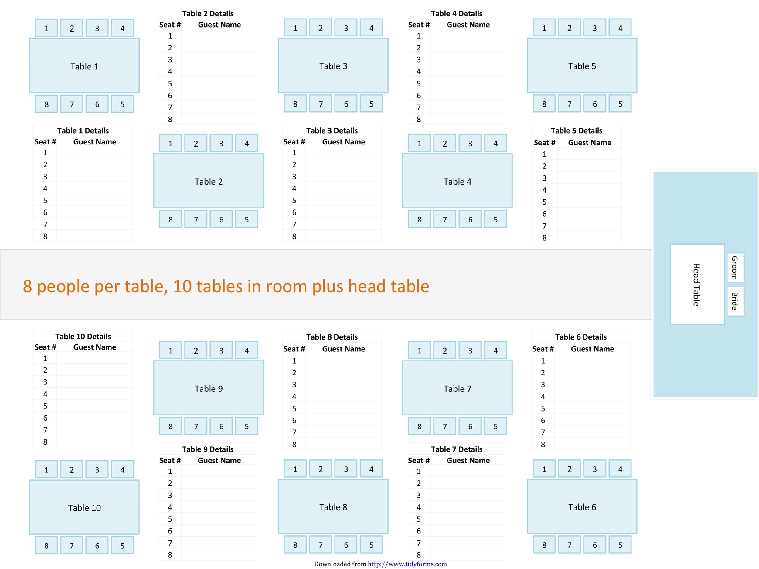 Table Placement Chart