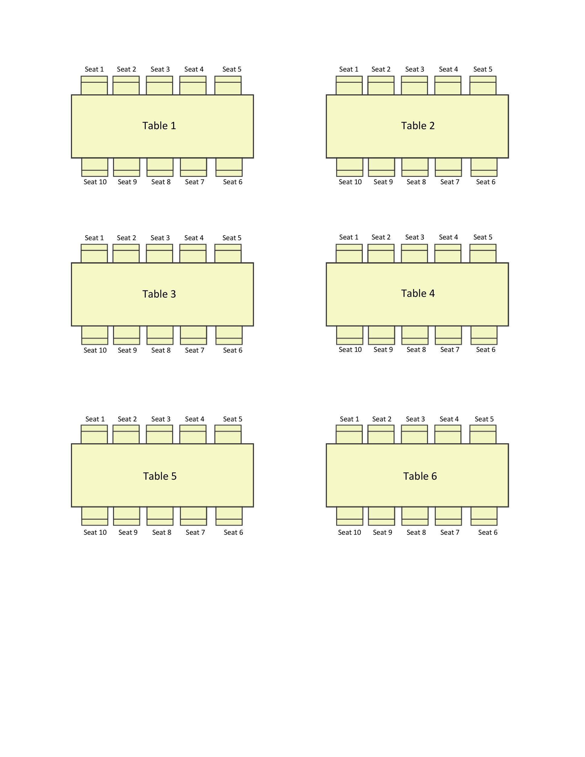 Wedding Seating Chart Template Long Tables