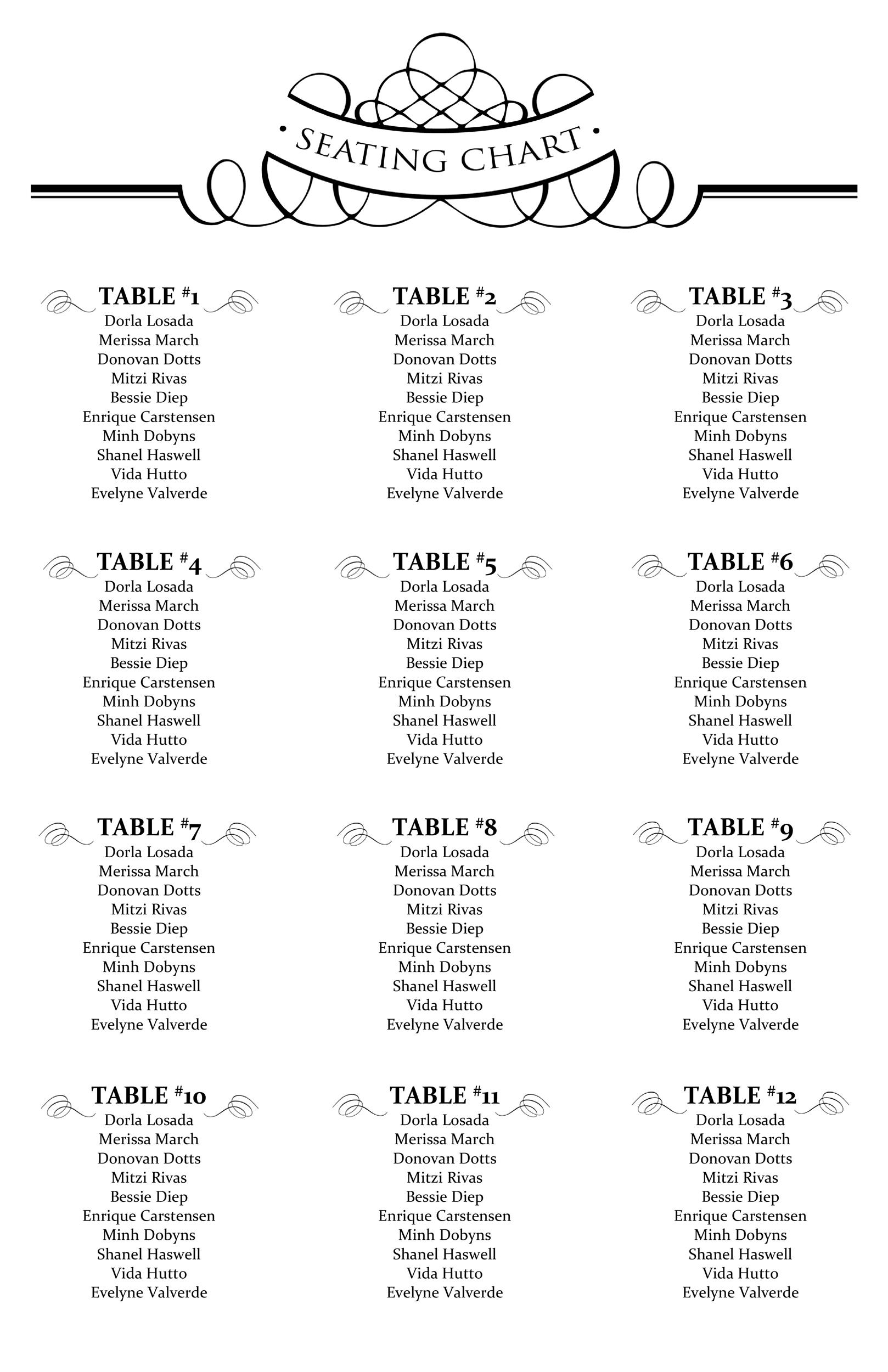 dinner party seating chart template - Togo.wpart.co