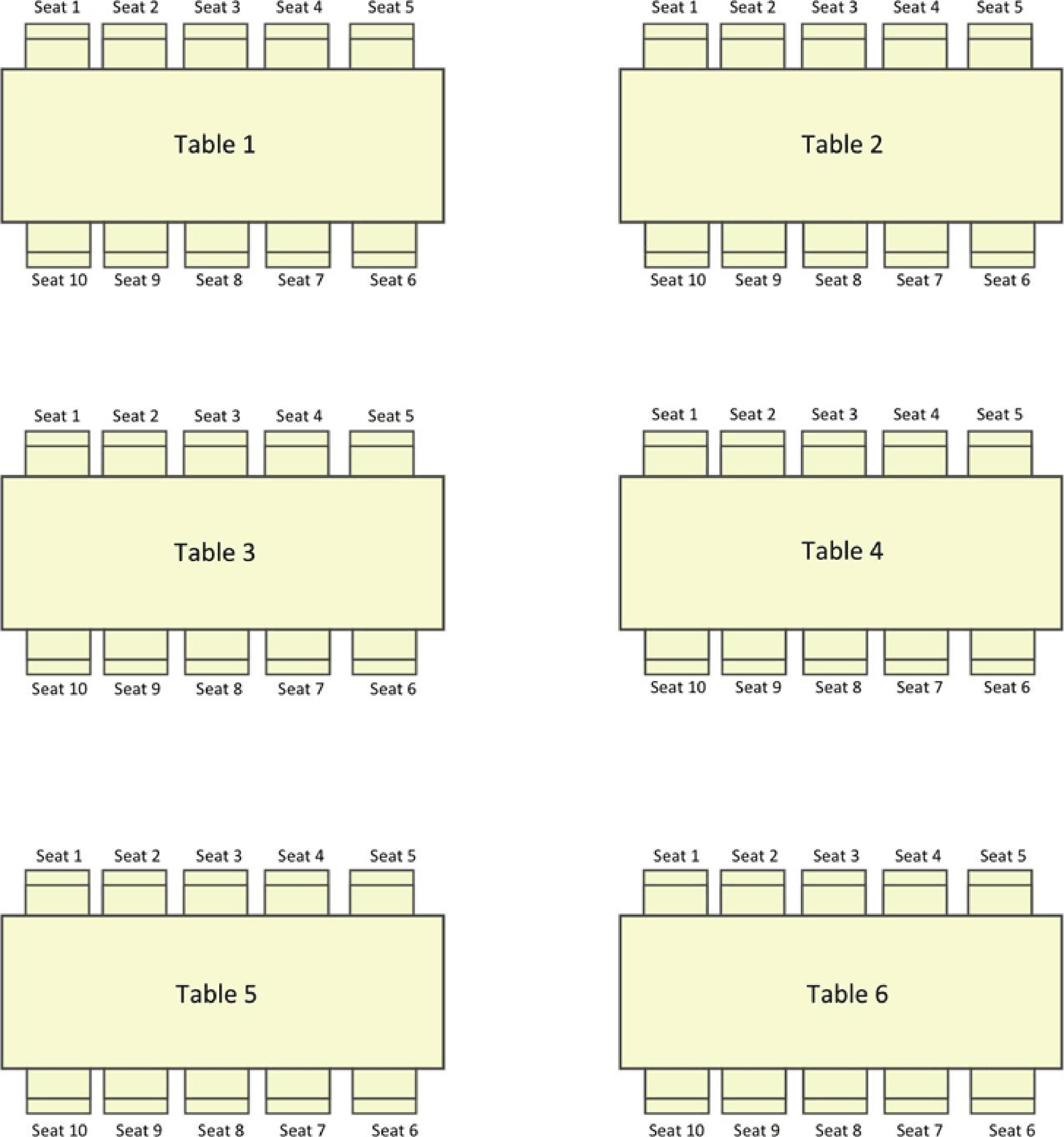 Table Seating Chart Template