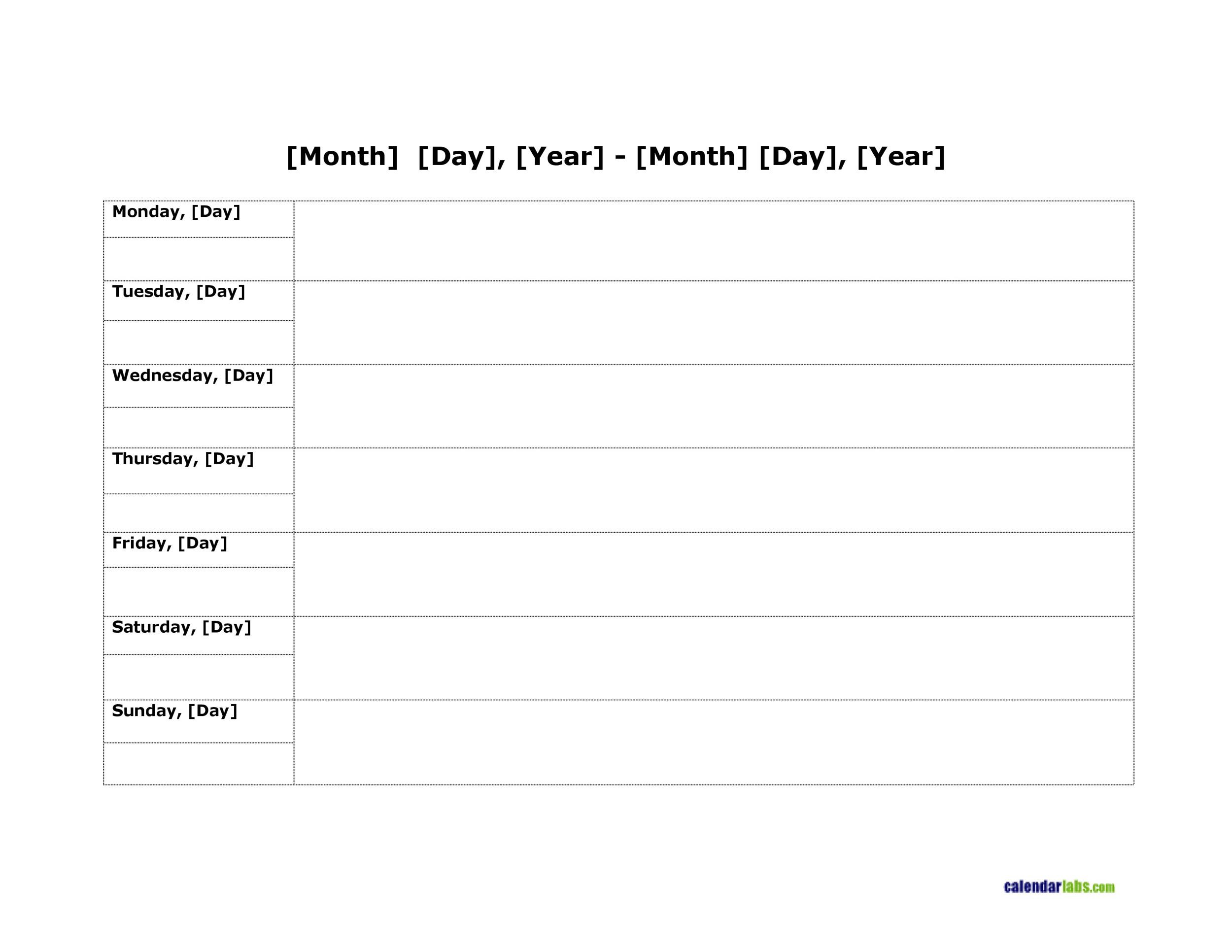 26 Blank Weekly Calendar Templates [PDF, Excel, Word] Template Lab