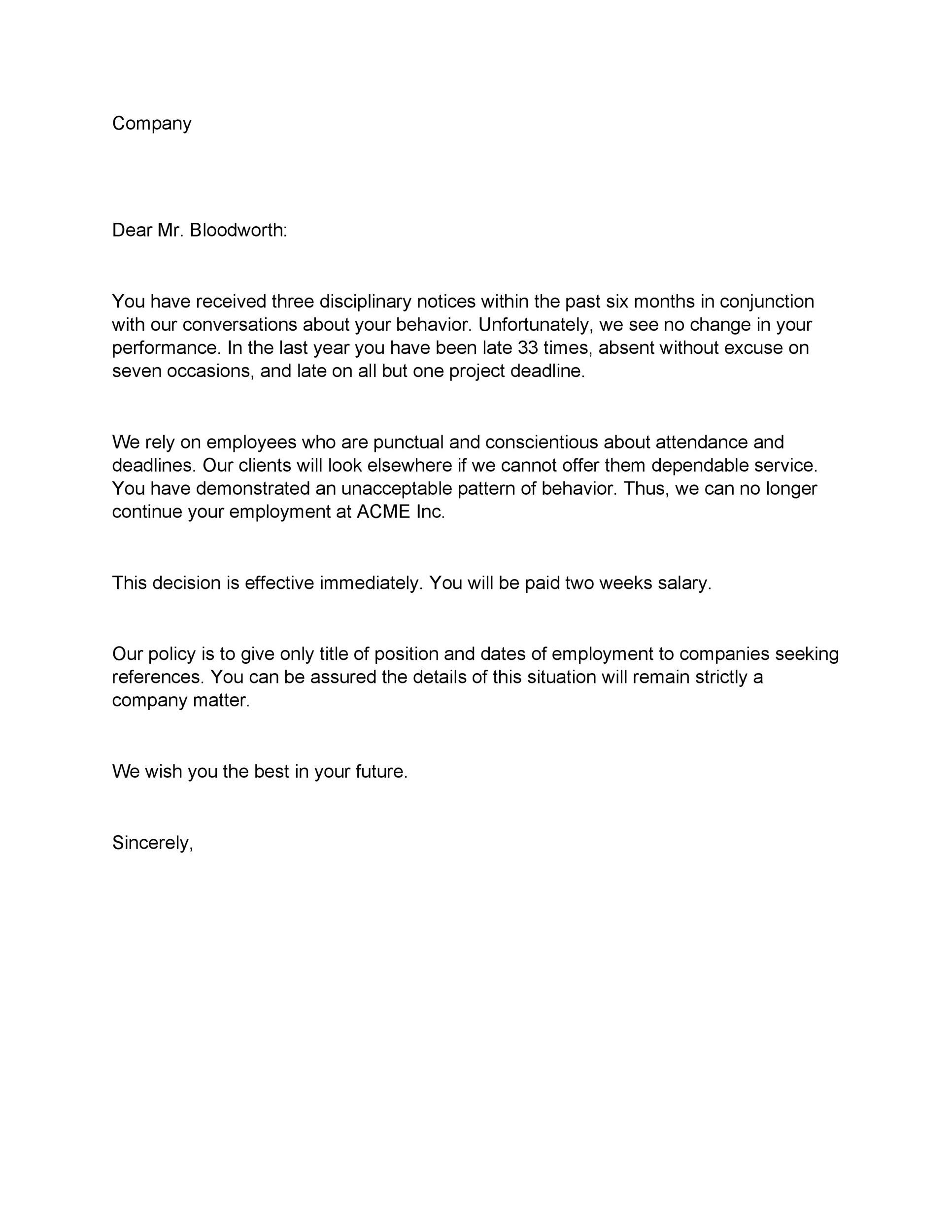 Business Termination Letter Template
