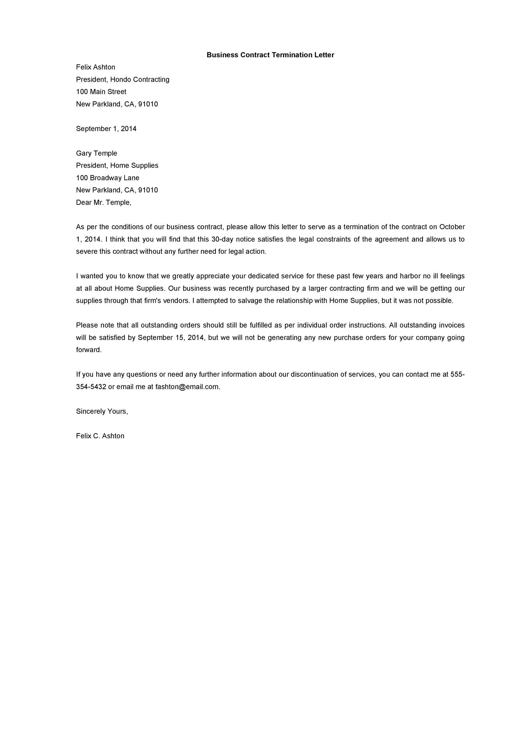 Termination Letter Template Free