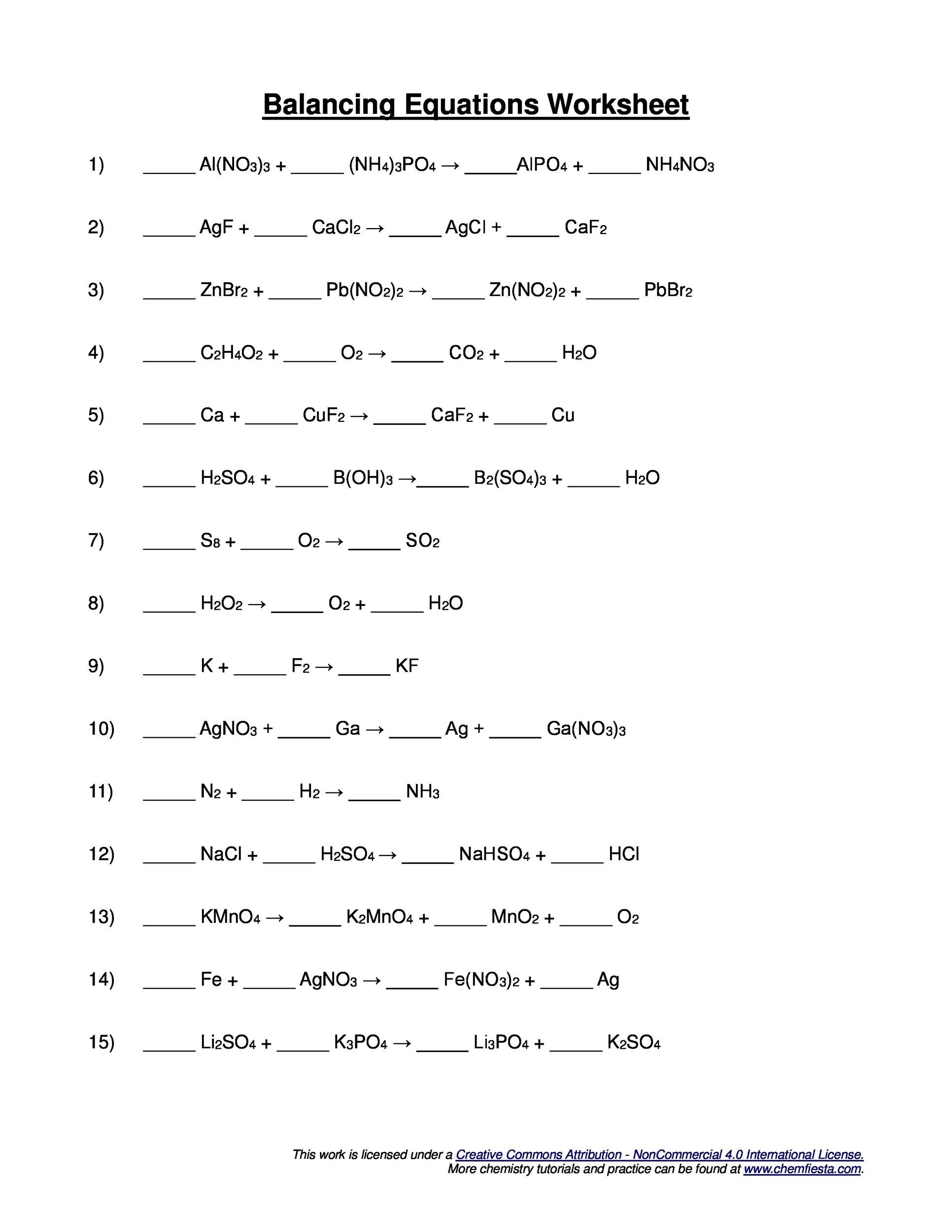 Online homework help for balanced equations: Homework Help Regarding Balancing Equations Worksheet Answers Chemistry
