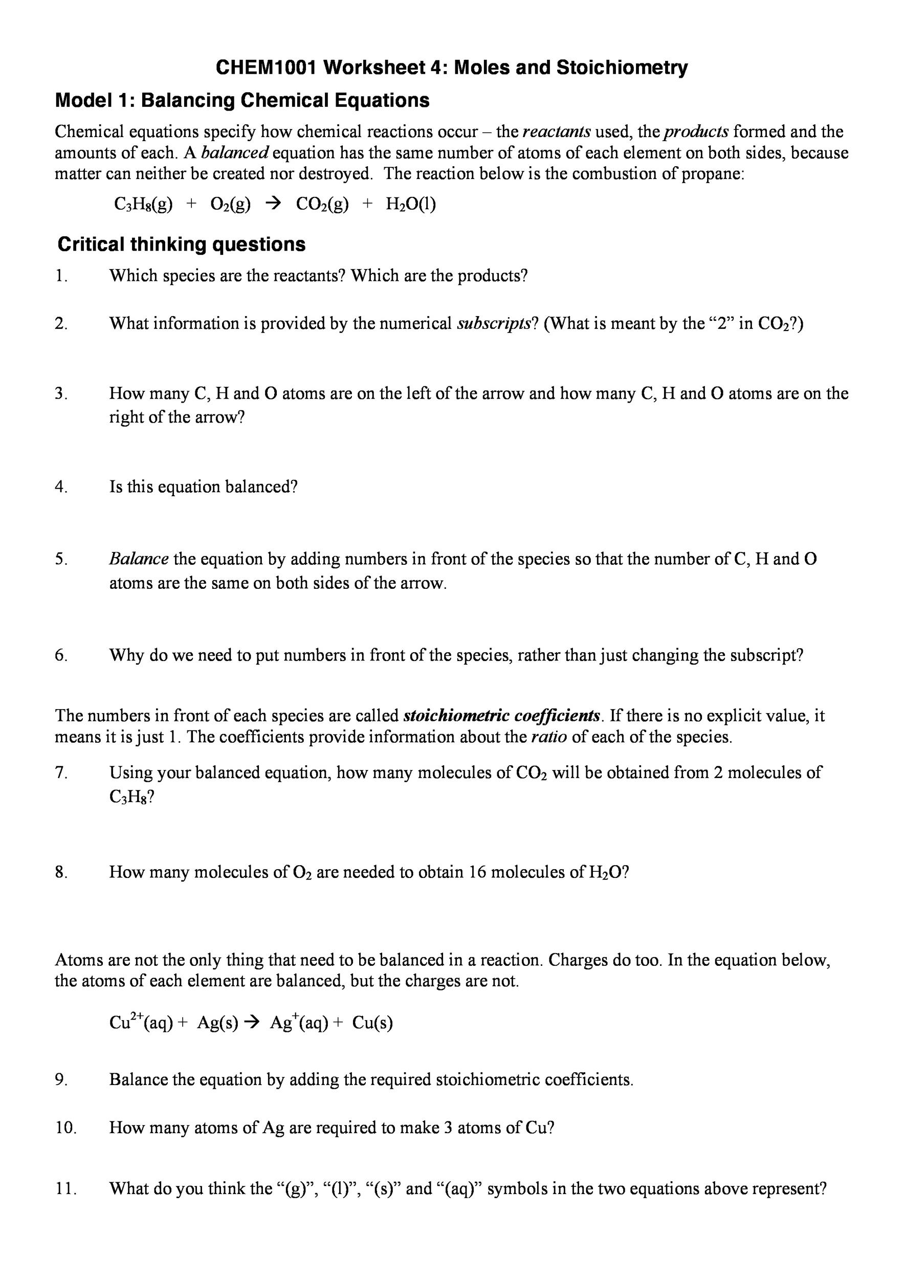 Types Of Reactions Chem Worksheet 10 3 - Breadandhearth