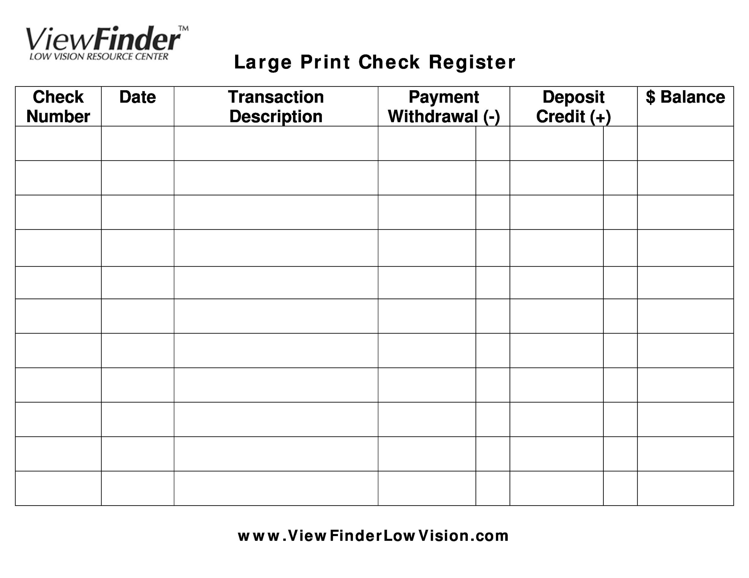 Checks And Balances Blank Chart