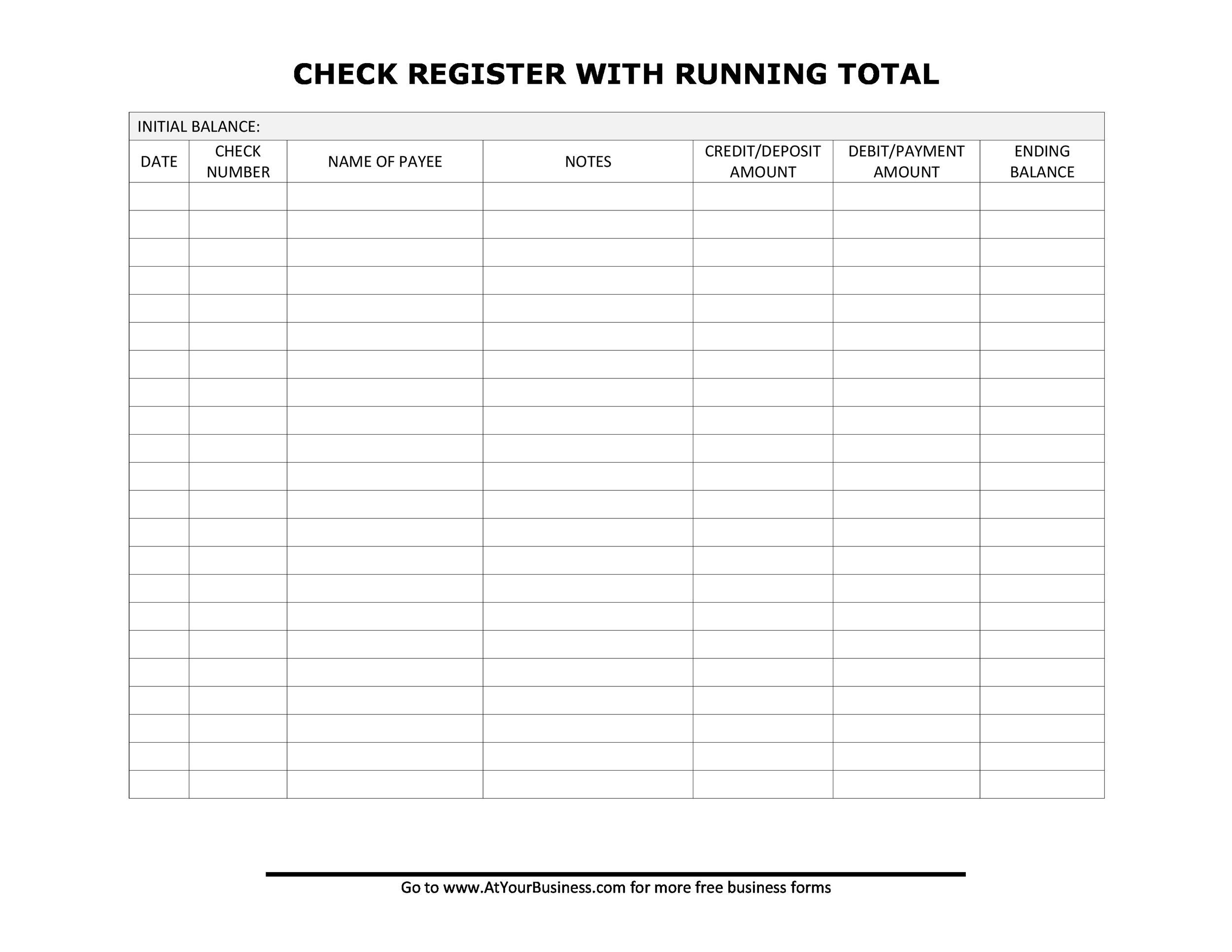 Checks And Balances Blank Chart